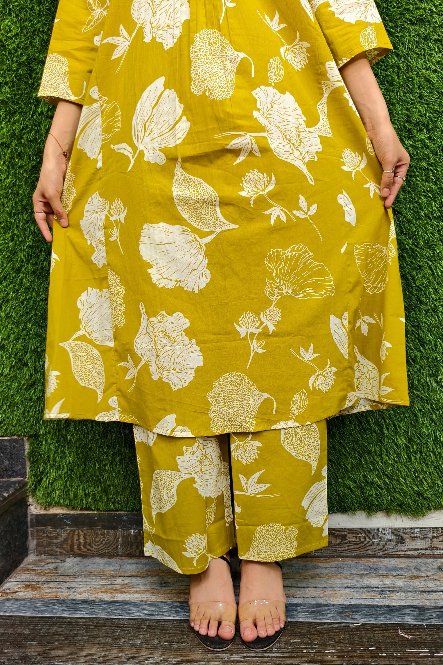 Mustard Yellow Pure Cotton printed 2 Piece Set