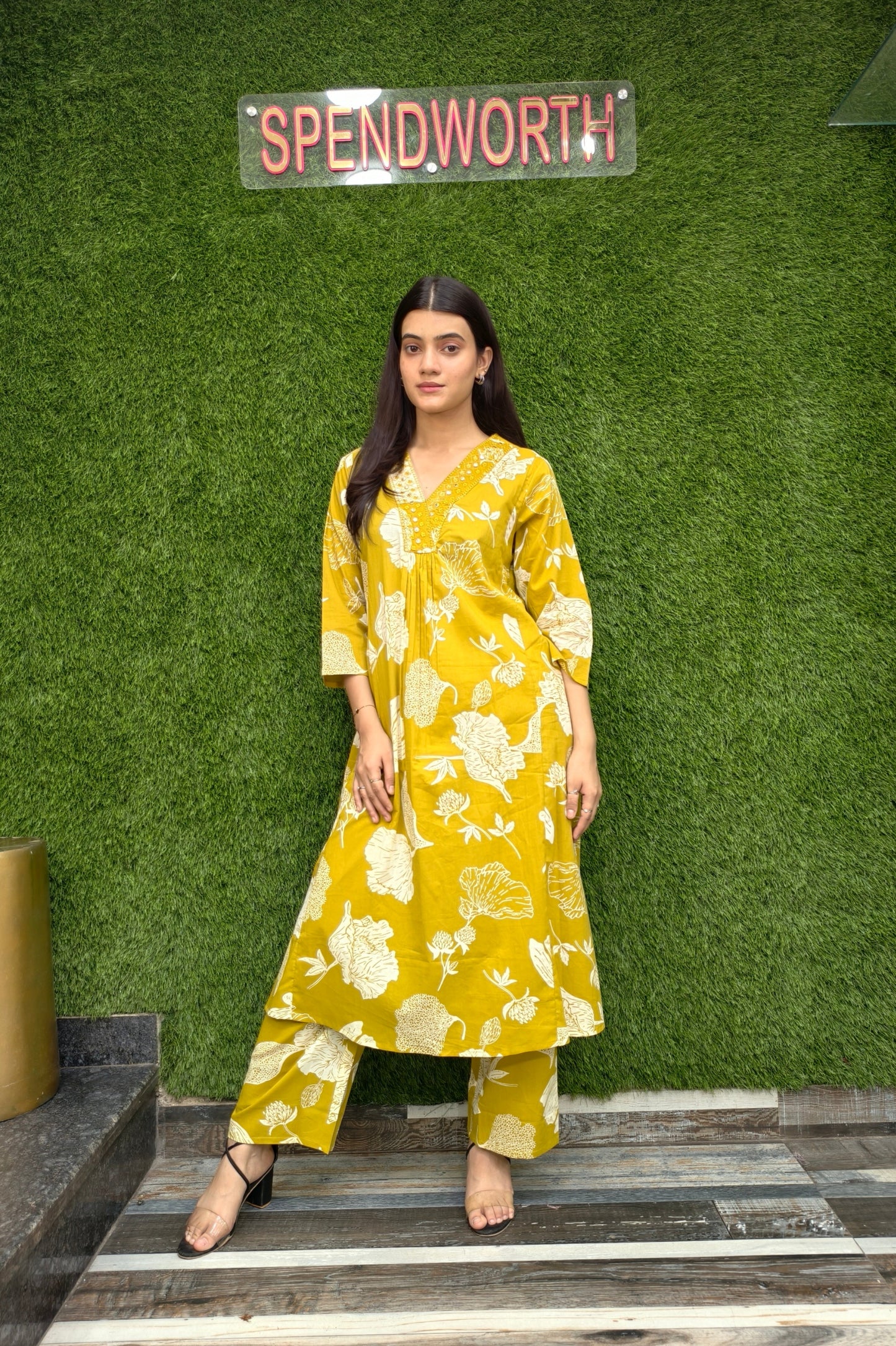 Mustard Yellow Pure Cotton printed 2 Piece Set