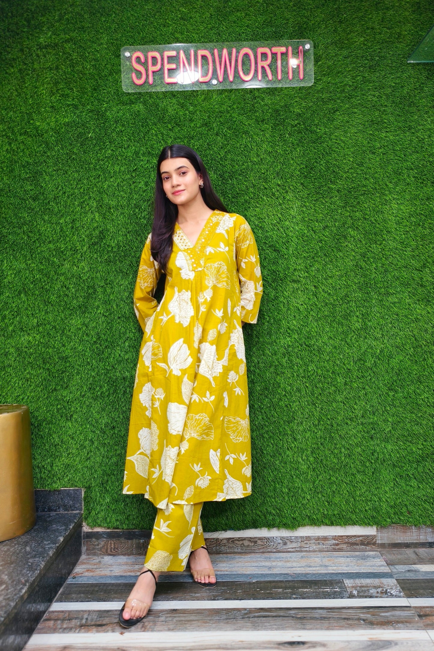 Mustard Yellow Pure Cotton printed 2 Piece Set