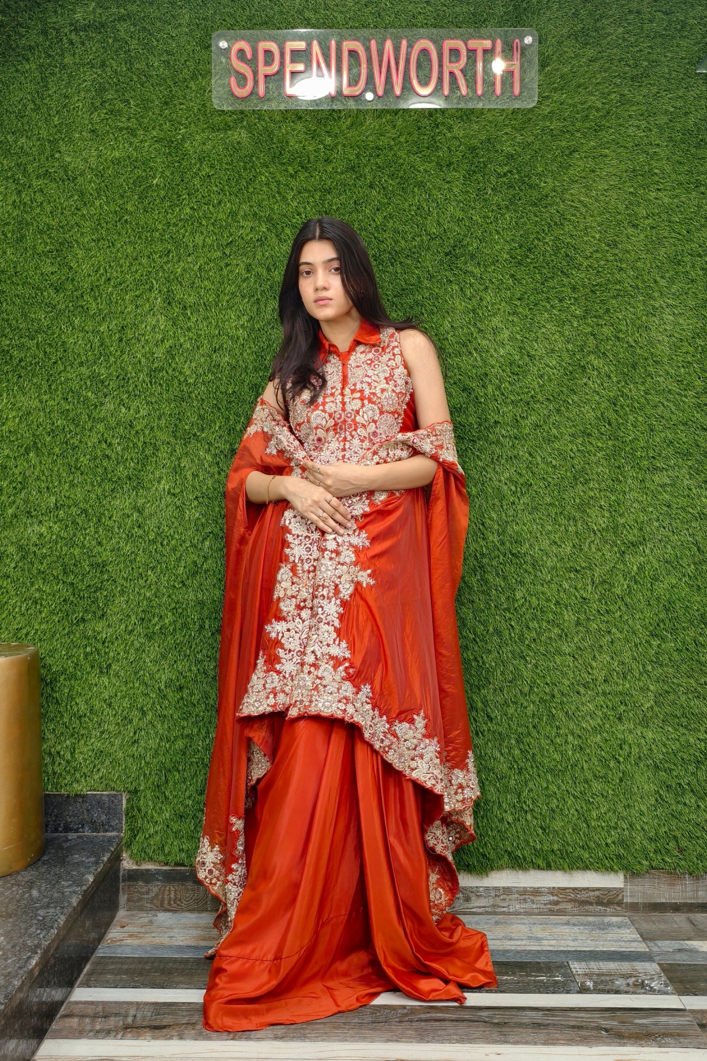 Beautiful Indo Western 3 piece Dress with Shrug