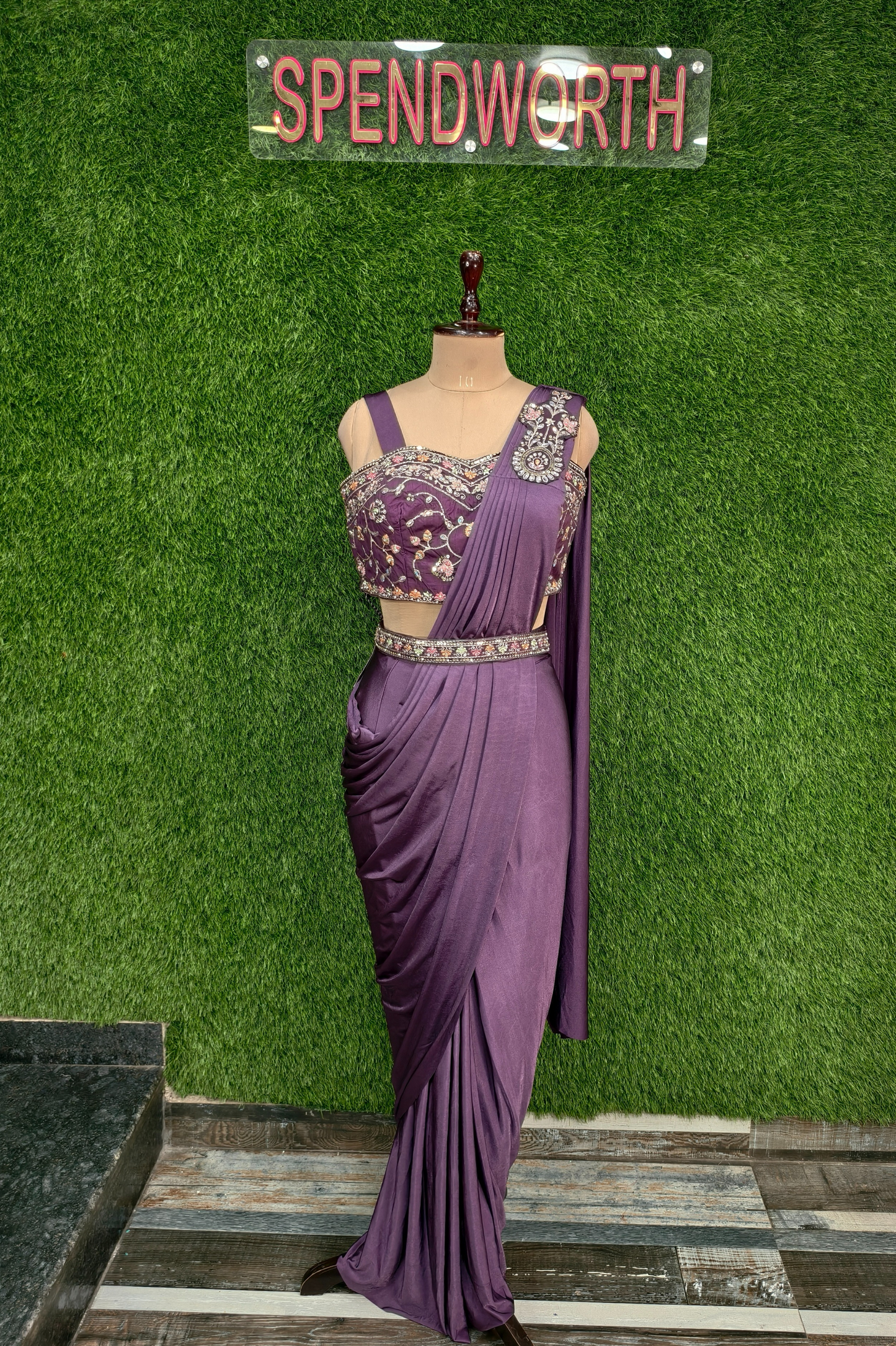 Spaghetti Style Ready to Wear Drape Saree with Jacket