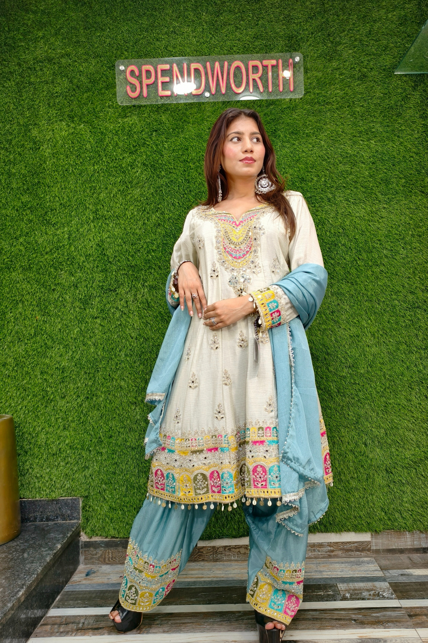 Arshi Salwar Suit With Multi Embroidery Detailing