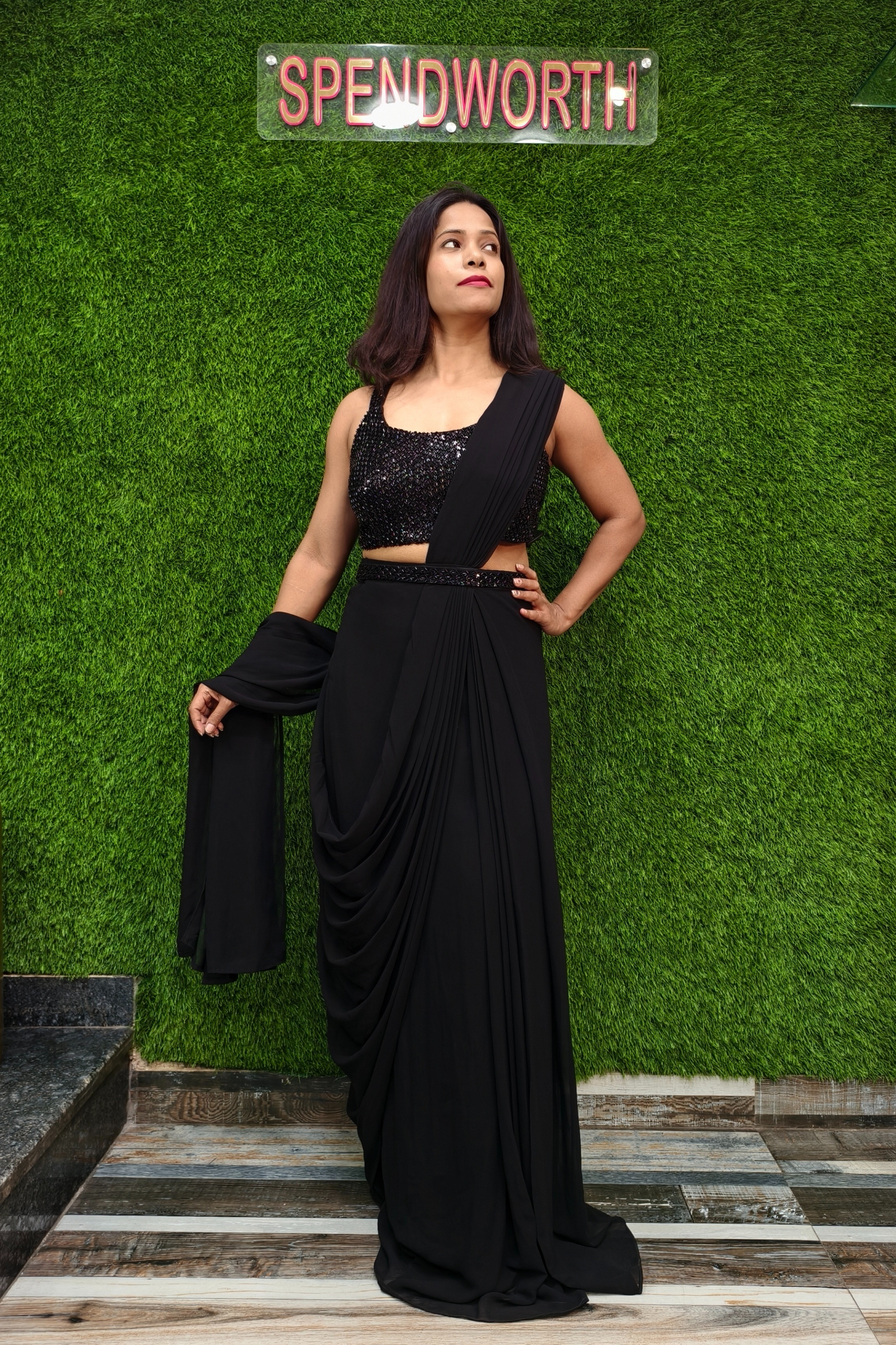 Ready to Wear Drape Dress in Black