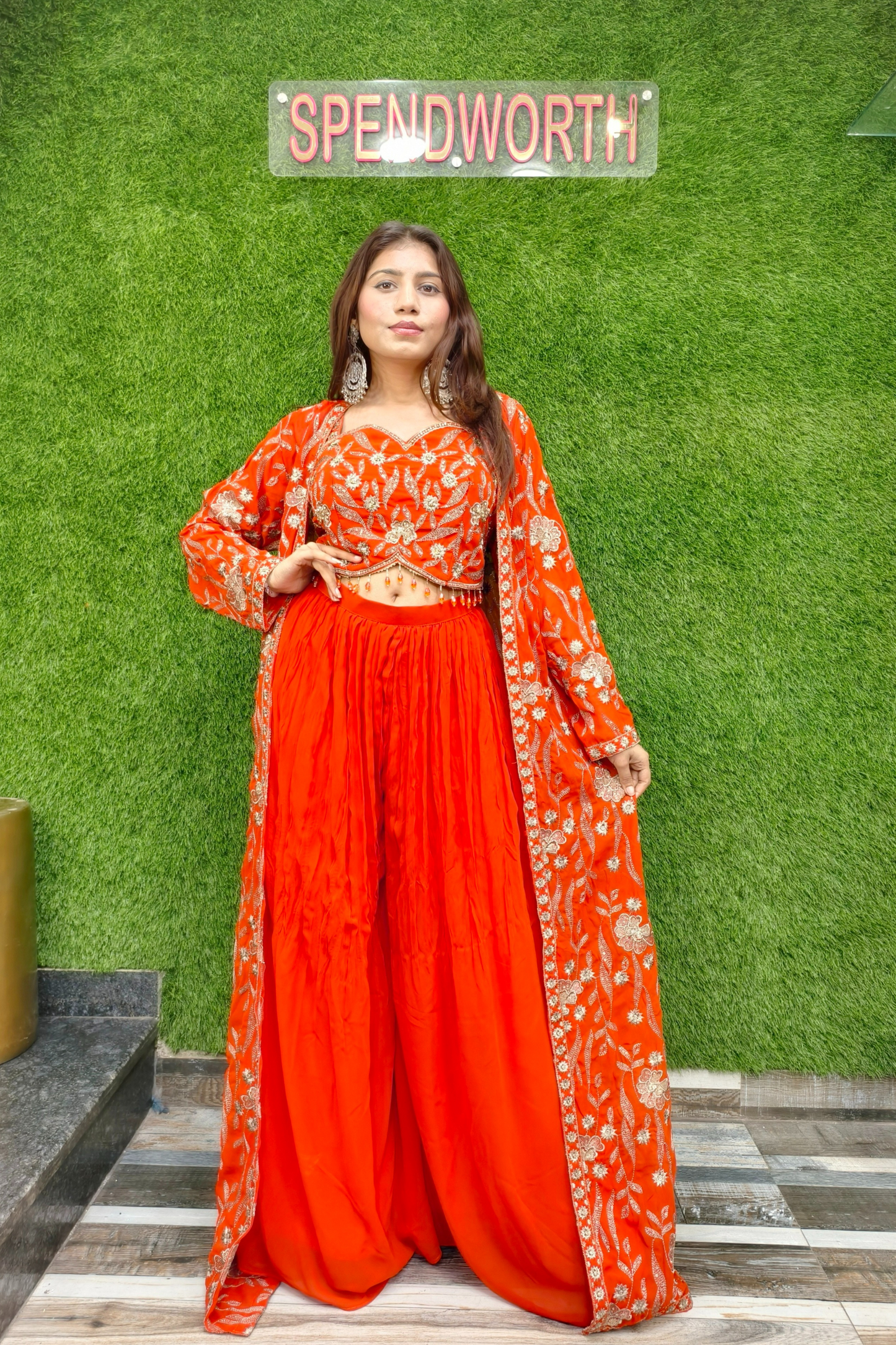 Embroidered Indo Western 3 piece dress