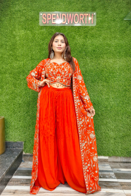 Embroidered Indo Western 3 piece dress