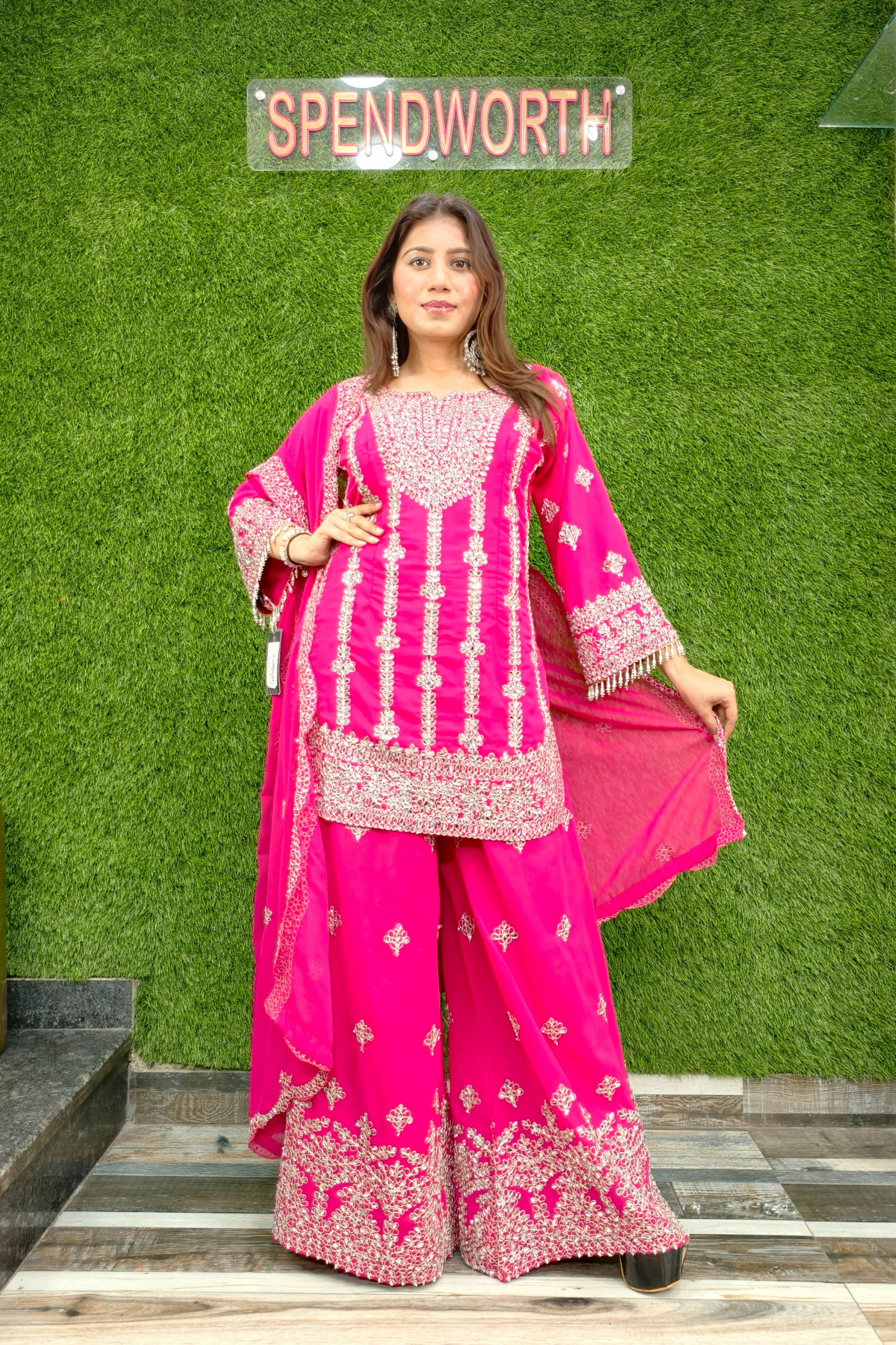 Mirror Work Partywear Sharara Suit