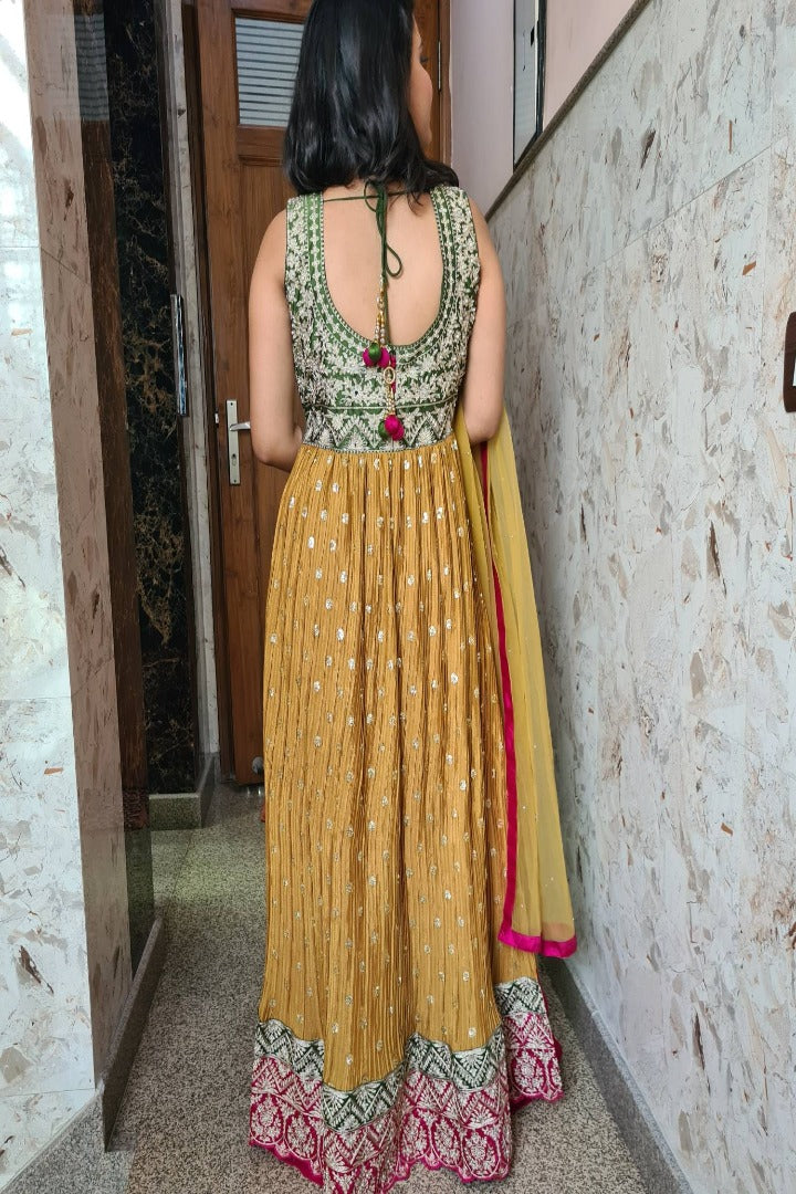 3d Contrasted Straight Partywear Suit In Chinon-spendworthclothing-3d,Color_Mustard,Color_Mustard Yellow,contrasted,Item Type_Plazo Suits,Item Type_Sharara Garara Suits,Plazo-Suits,Sharara-Garara-Suits,SUIT SET,SUIT-SETS
