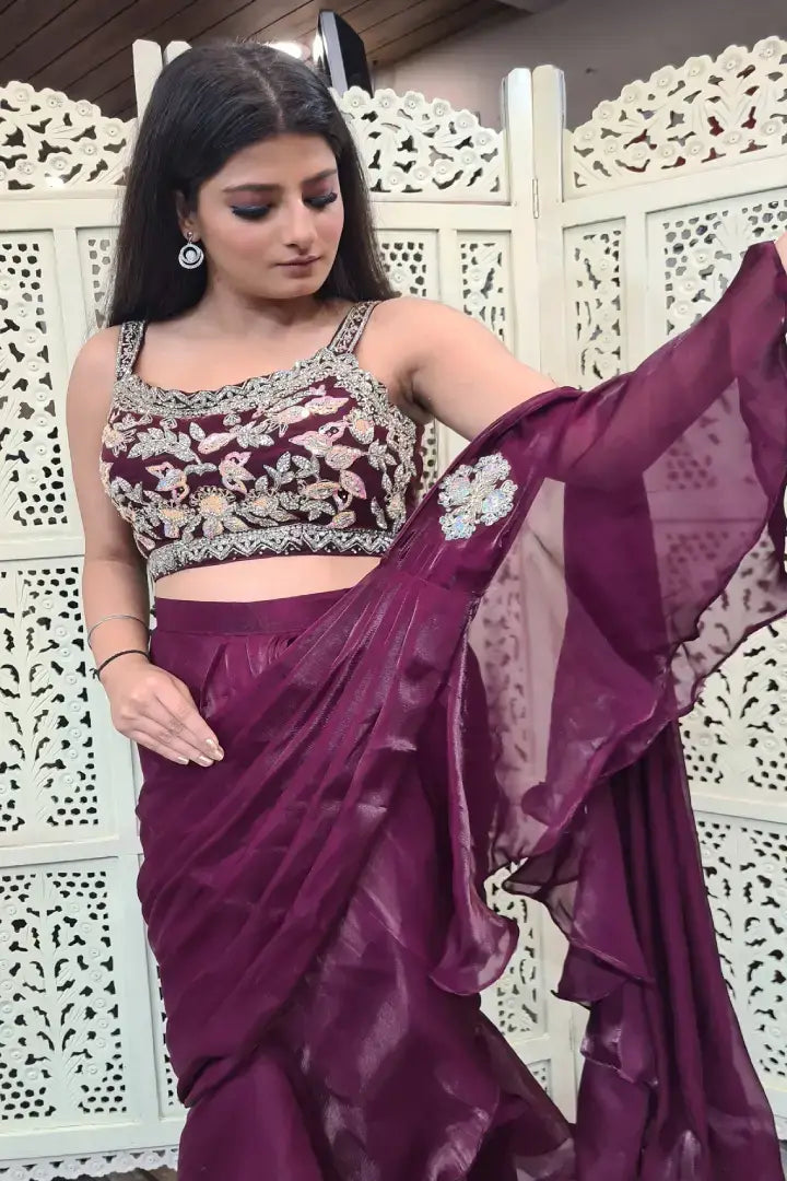 Readymade Partywear Ruffle Saree