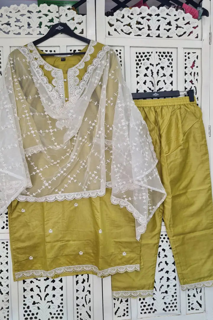Sratight Silk Kurta set in Blue