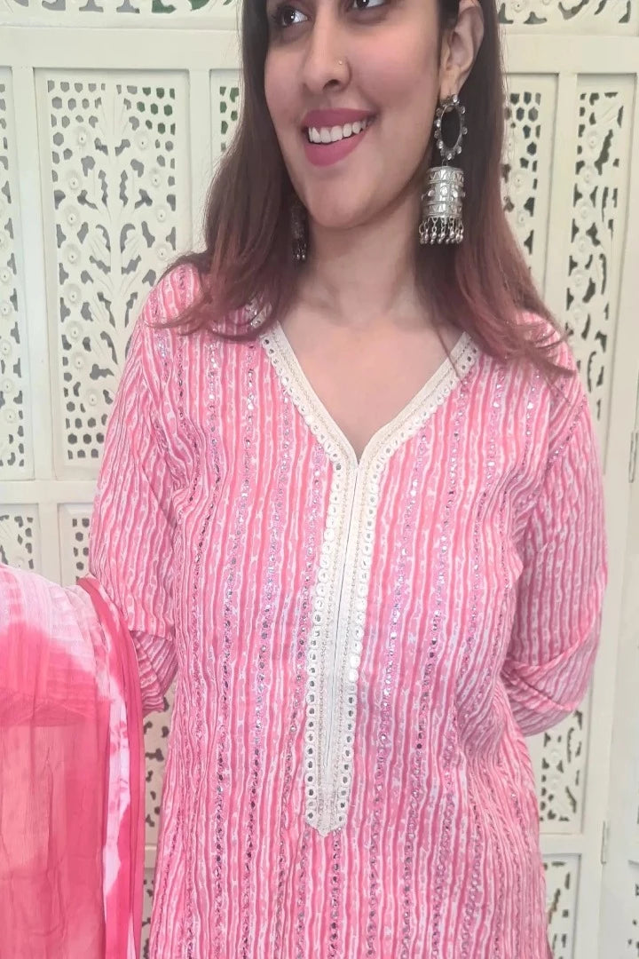 Cotton Staright Kurta Set With Duppatta in Pink-spendworthclothing-Color_Pink,Cotton-Suits-sets,cottonsuit sets,Item Type_Cotton Suits Sets,Item Type_Plazo Suits,Plazo-Suits,SUIT SET,SUIT-SETS