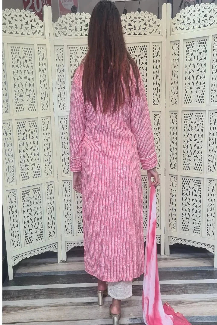 Cotton Staright Kurta Set With Duppatta in Pink-spendworthclothing-Color_Pink,Cotton-Suits-sets,cottonsuit sets,Item Type_Cotton Suits Sets,Item Type_Plazo Suits,Plazo-Suits,SUIT SET,SUIT-SETS