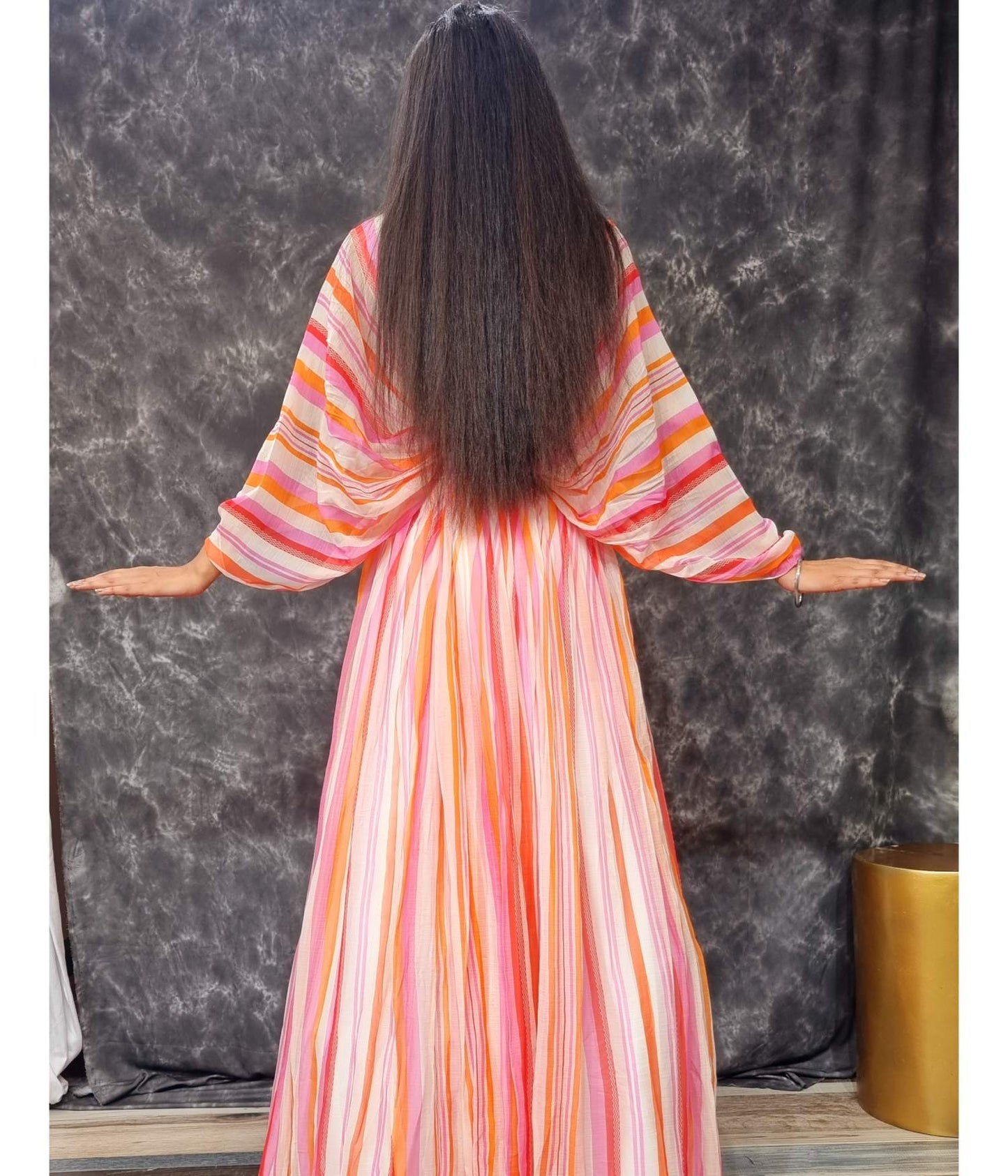 Designer Drop Shoulder Dress in Pink-spendworthclothing-Color_Multi,Color_Pink,Free-Shipping,gowns,Material_Chinnon,Material_Chinon Silk,multy embroidered,Size_Medium,Size_Small,SPEEDY DELIVERIES