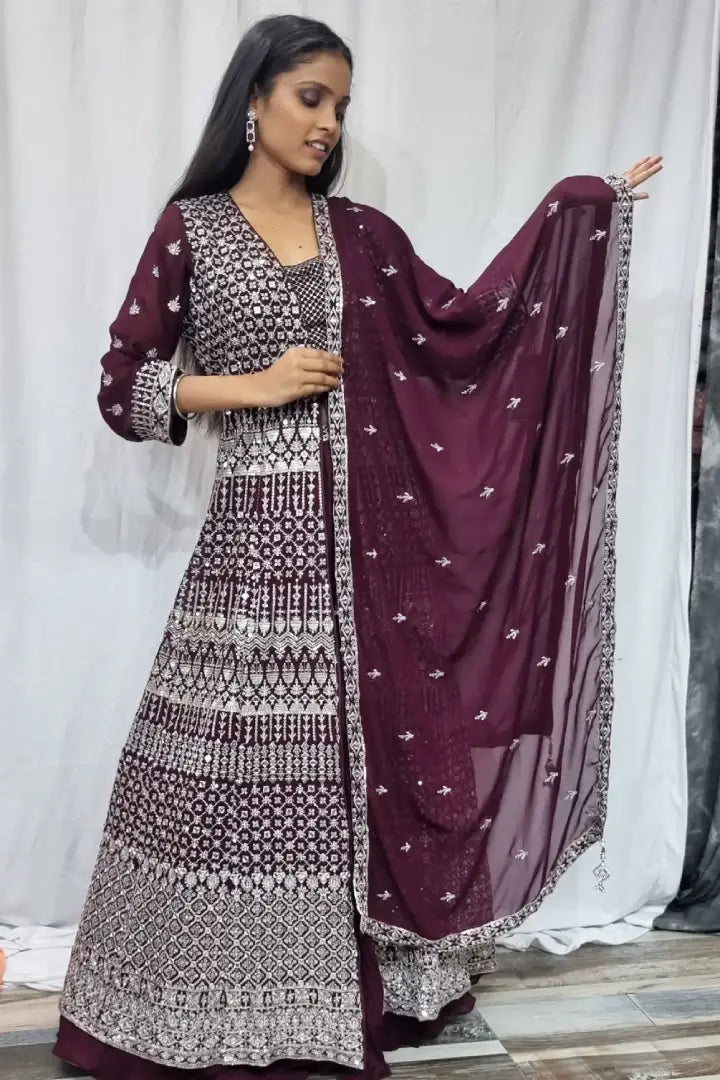 Anarkali suit top with shrug