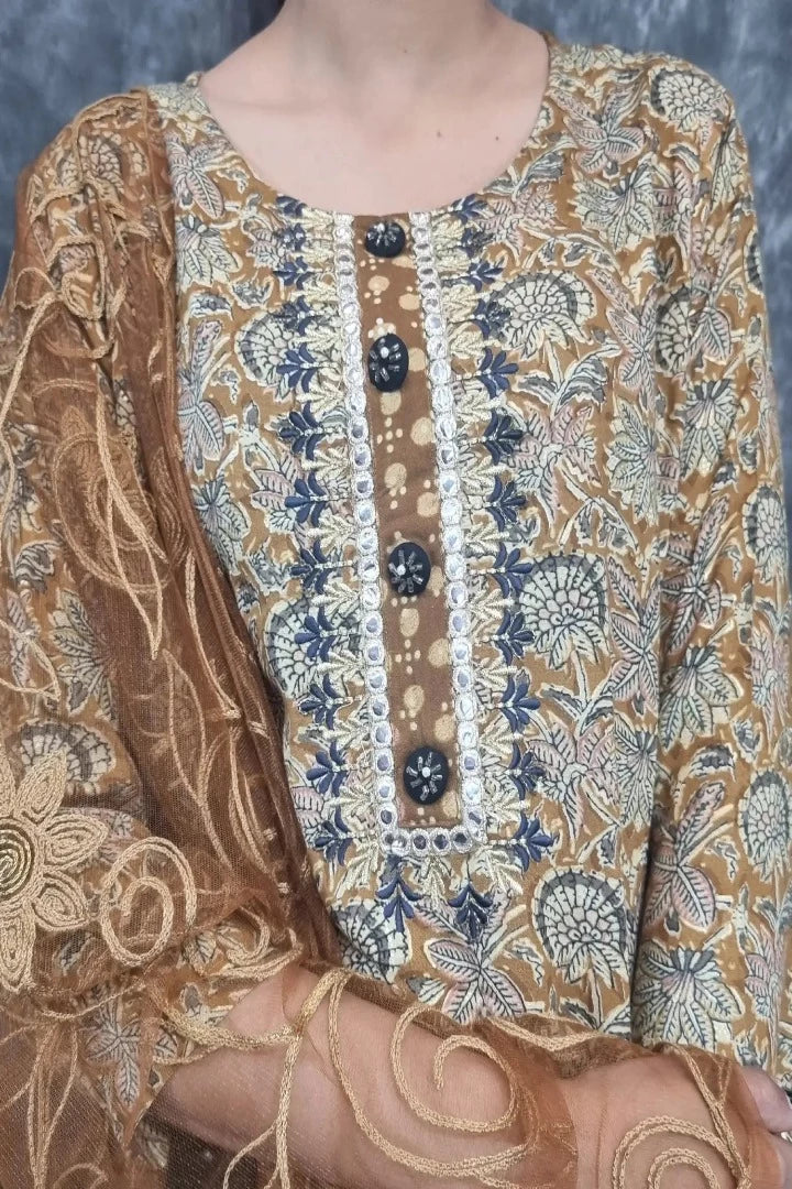 Viscouse Straight Kurta Set With Embroidered Duppatta in Brown-spendworthclothing-Brown,Color_Chocolate Brown,Cotton-Suits-sets,cottonsuit sets,Free-Shipping,Item Type_Cotton Suits Sets,Item Type_Plazo Suits,Plazo-Suits,SPEEDY DELIVERIES,SUIT SET,SUIT-SETS