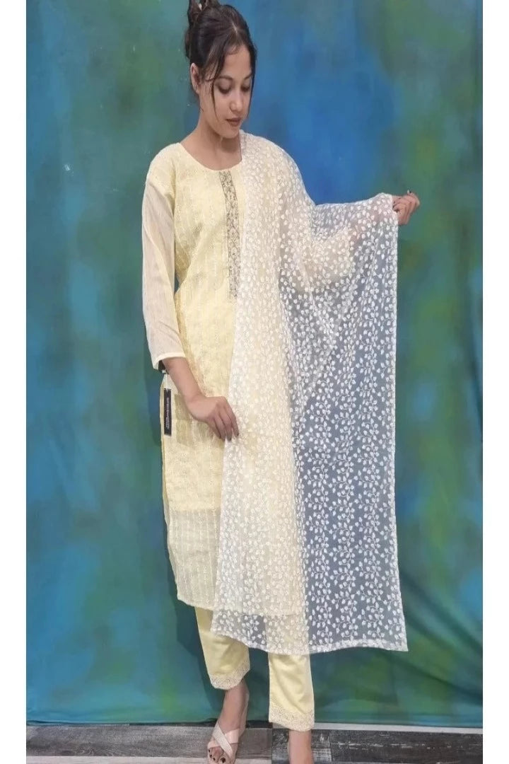Straight Partywear Silk Suit Set With Heavy Thread Work Duppatta-spendworthclothing-Color_Lemon,Color_Lemon Yellow,Color_Pink,Item Type_Plazo Suits,Kurta Sets,Material_Maheshwari Silk,Material_Silk,Plazo-Suits,SUIT SET,SUIT-SETS