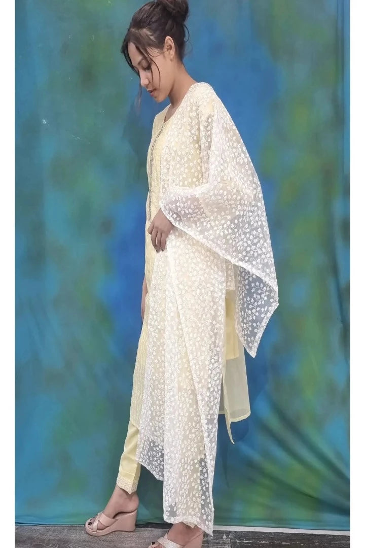 Straight Partywear Silk Suit Set With Heavy Thread Work Duppatta-spendworthclothing-Color_Lemon,Color_Lemon Yellow,Color_Pink,Item Type_Plazo Suits,Kurta Sets,Material_Maheshwari Silk,Material_Silk,Plazo-Suits,SUIT SET,SUIT-SETS