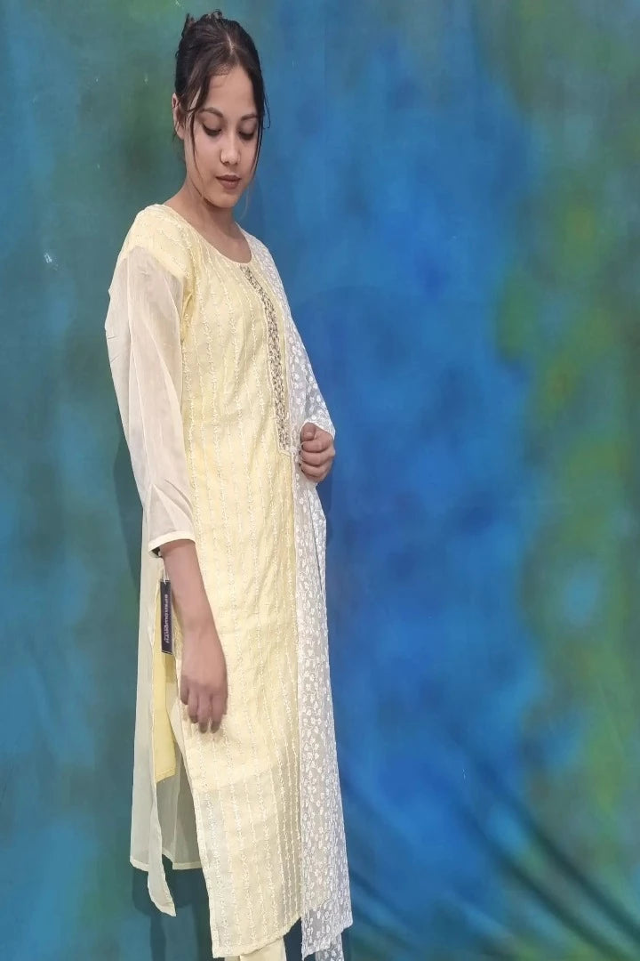 Straight Partywear Silk Suit Set With Heavy Thread Work Duppatta-spendworthclothing-Color_Lemon,Color_Lemon Yellow,Color_Pink,Item Type_Plazo Suits,Kurta Sets,Material_Maheshwari Silk,Material_Silk,Plazo-Suits,SUIT SET,SUIT-SETS