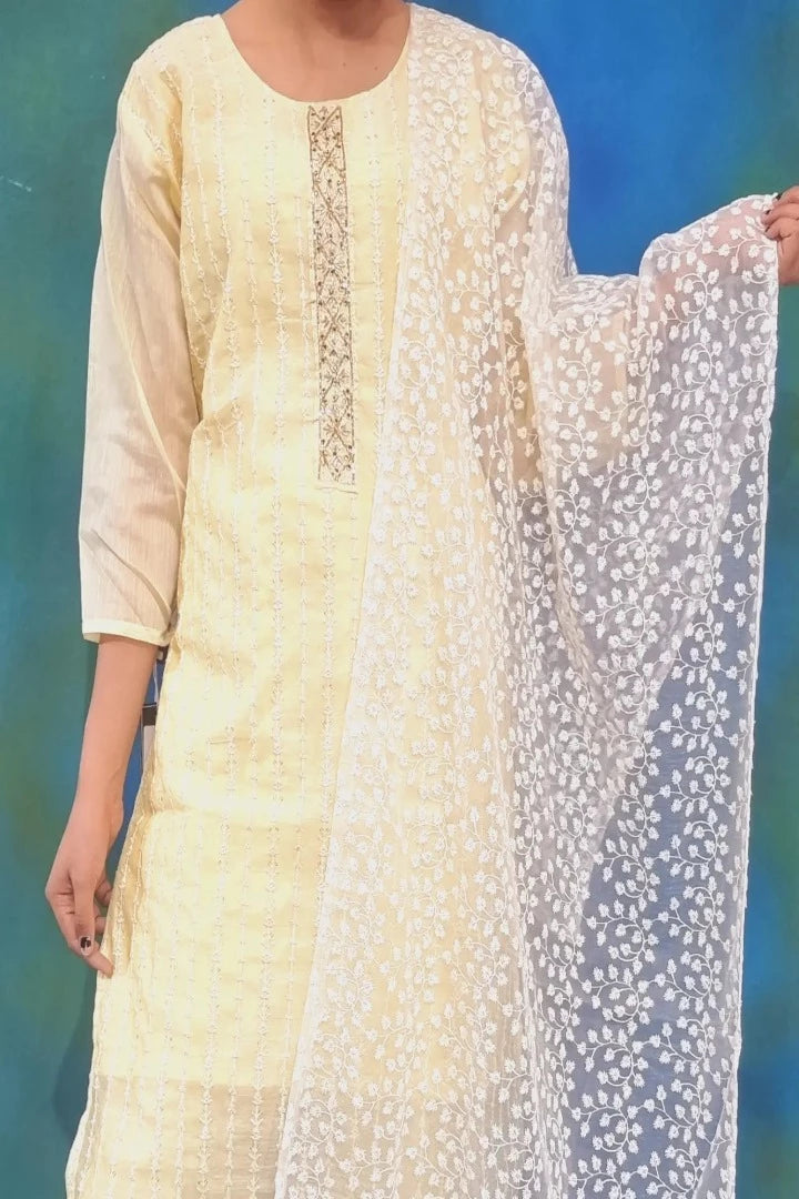 Straight Partywear Silk Suit Set With Heavy Thread Work Duppatta-spendworthclothing-Color_Lemon,Color_Lemon Yellow,Color_Pink,Item Type_Plazo Suits,Kurta Sets,Material_Maheshwari Silk,Material_Silk,Plazo-Suits,SUIT SET,SUIT-SETS