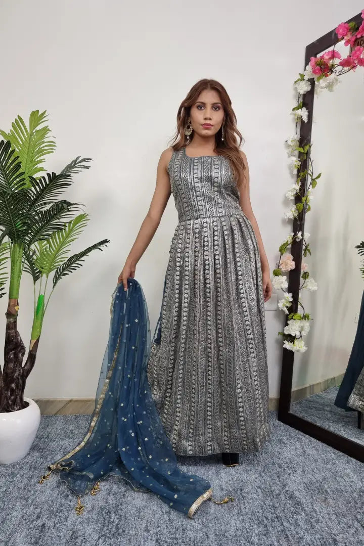 Straight Shirt With Bottom Pants In Georgette With Duppatta