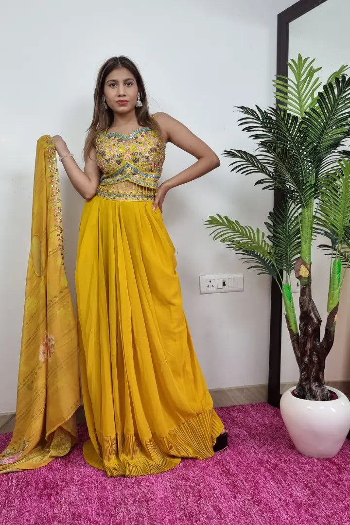 Crop top with shrug and skirt online