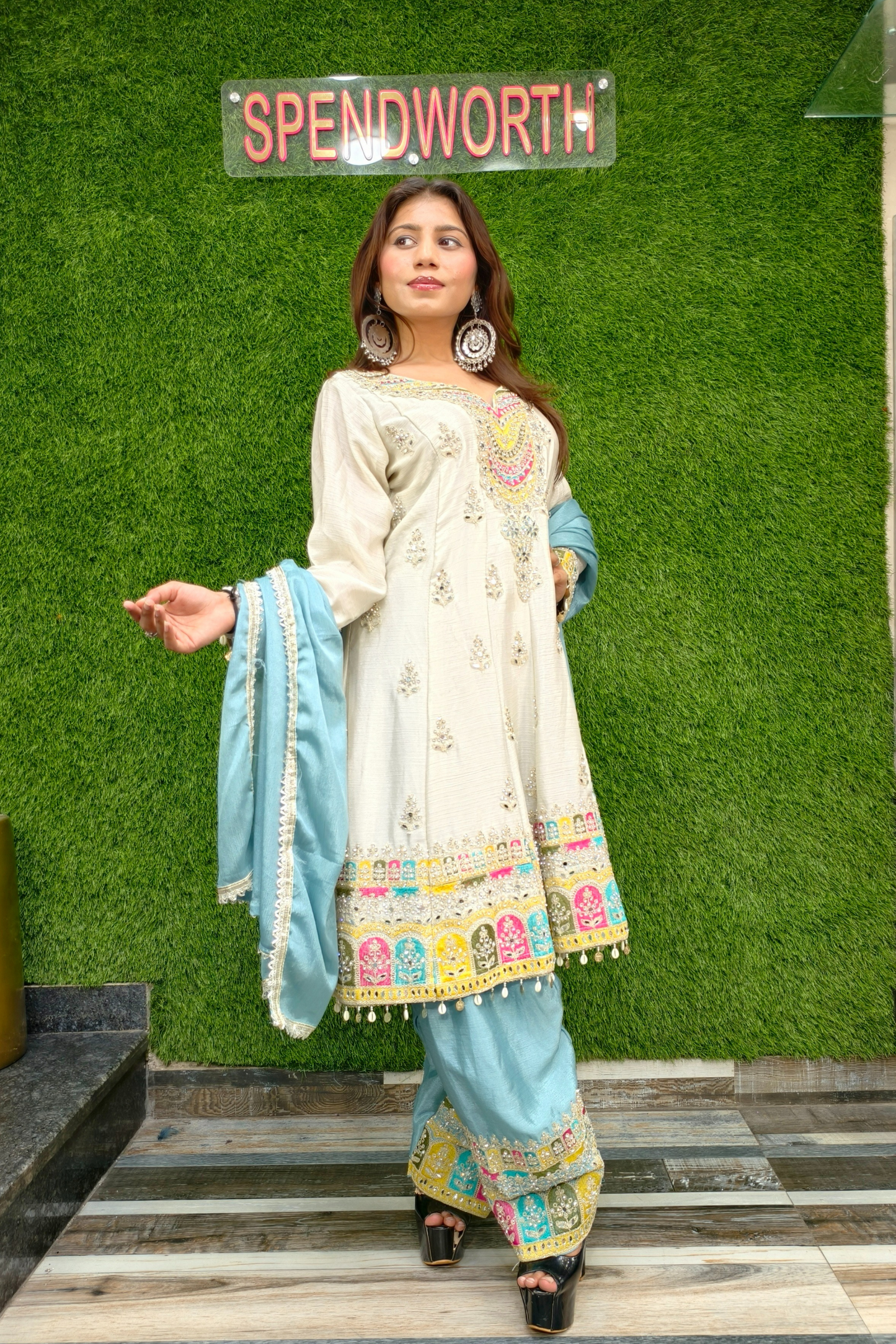 Arshi Salwar Suit With Multi Embroidery Detailing