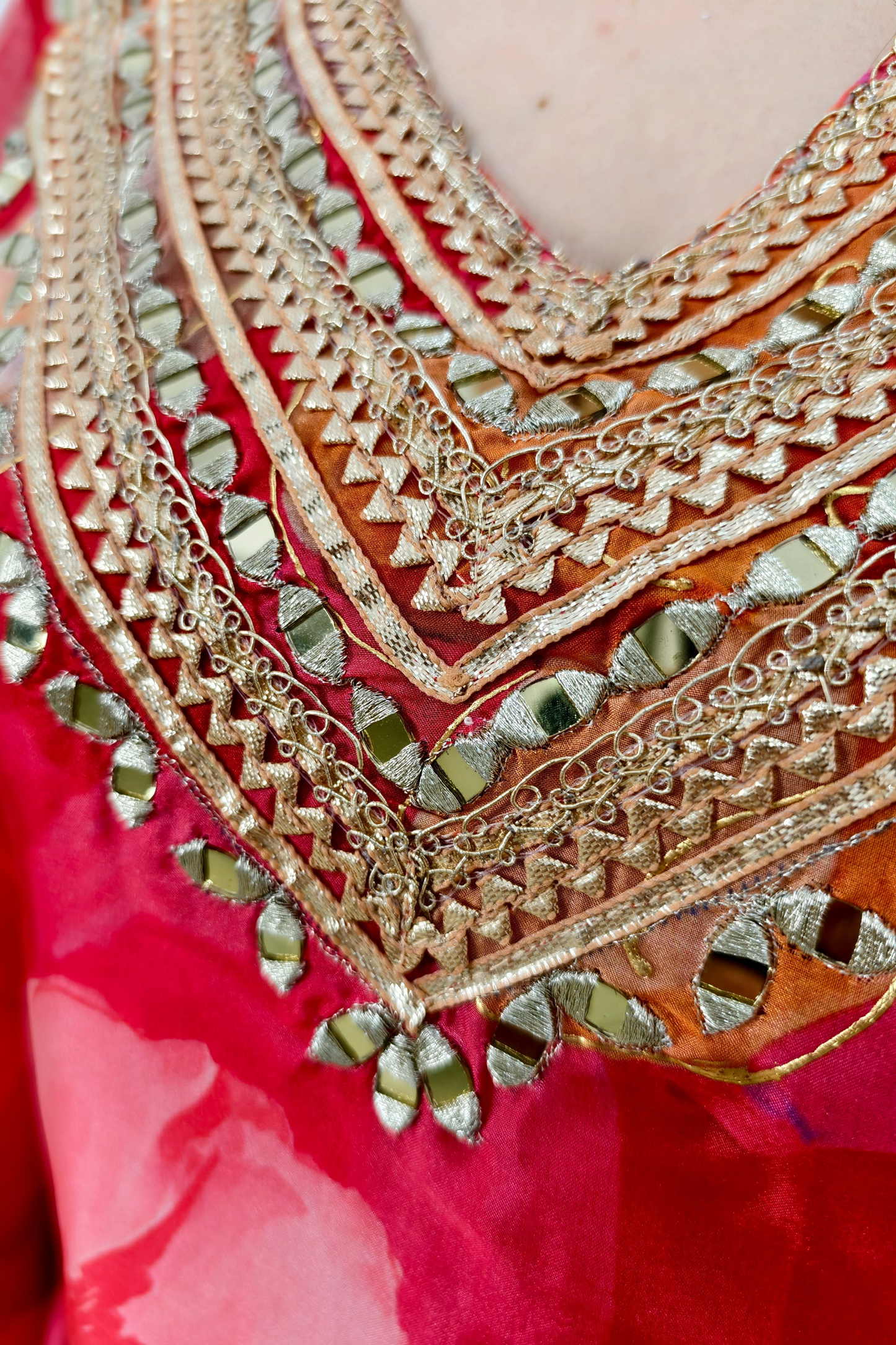 Beautiful Party Wear Kaftan Set with Mirror Work Embroidery