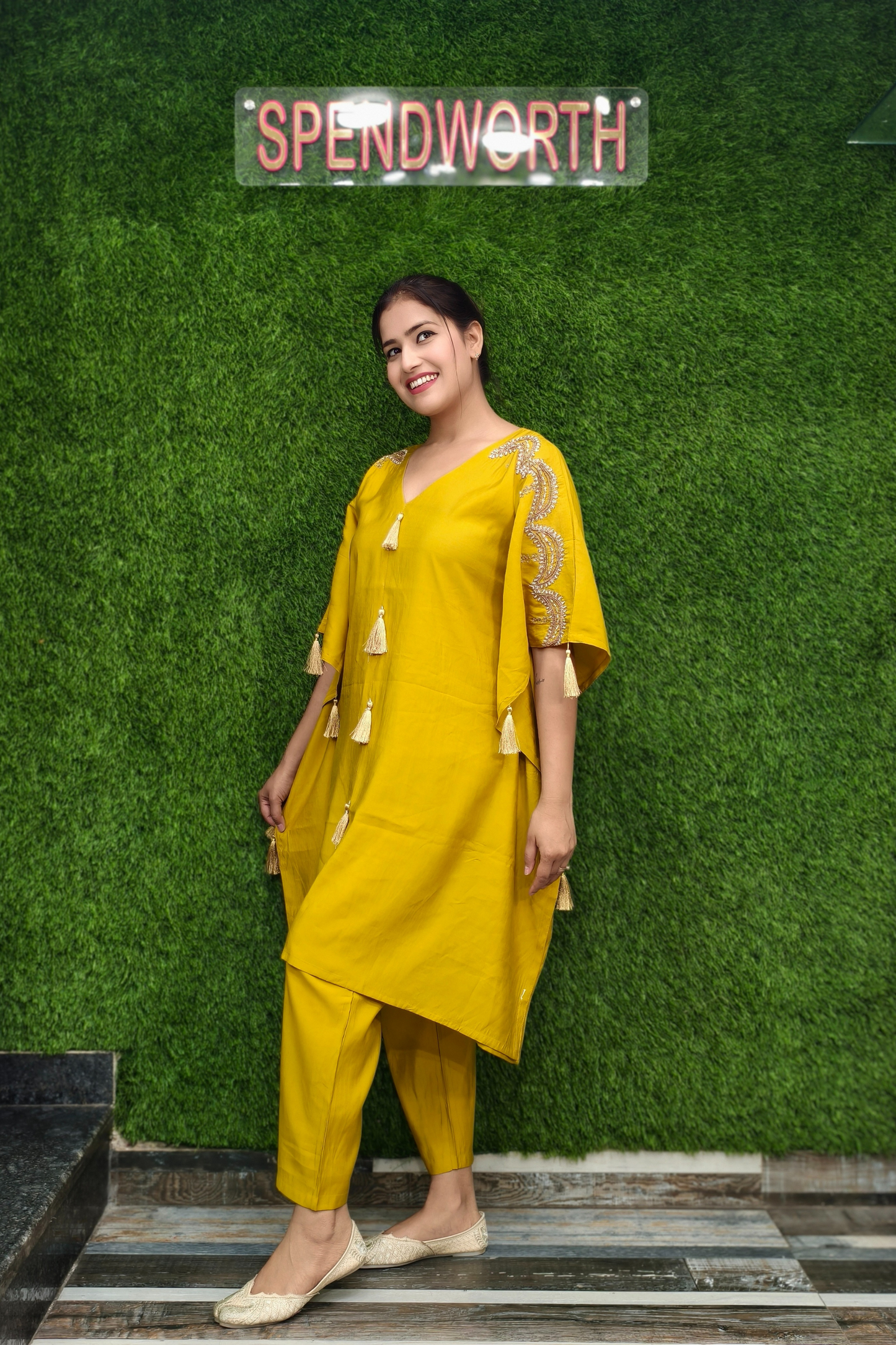 Pure Muslin Kaftan set With Trouser pants