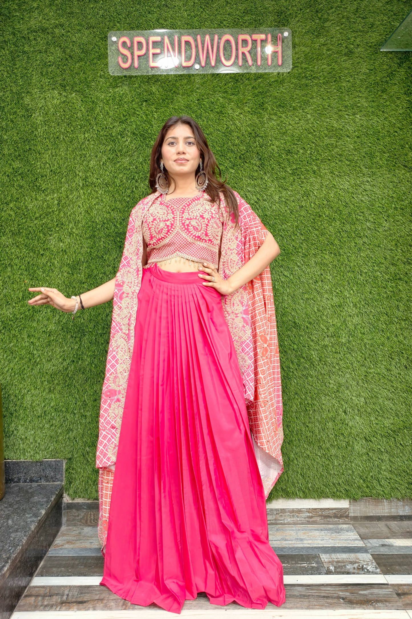 Bandhej Indo Western 3 piece set with Shrug