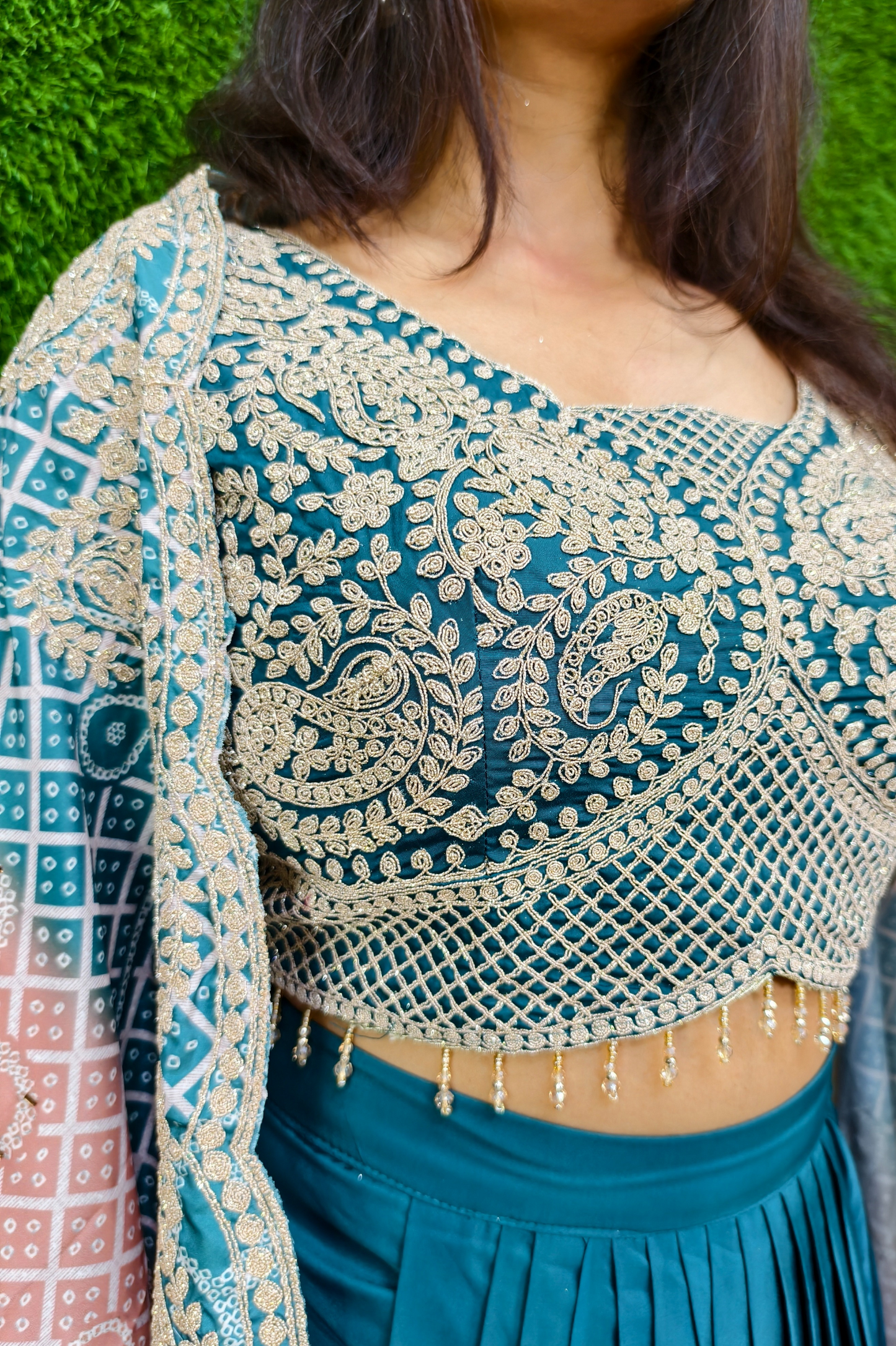 Indo Western dress with shrug in tie die shade