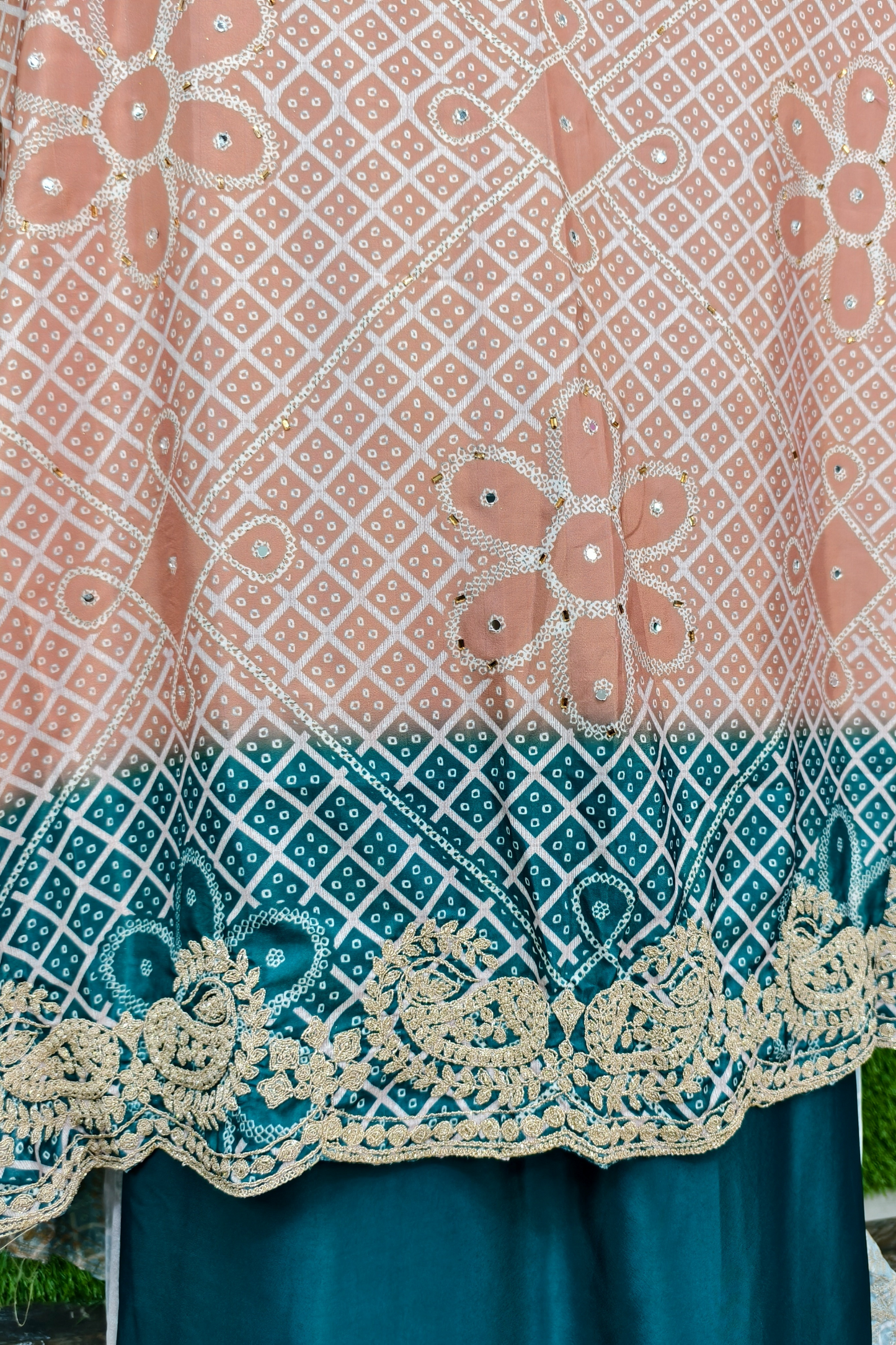 Indo Western dress with shrug in tie die shade