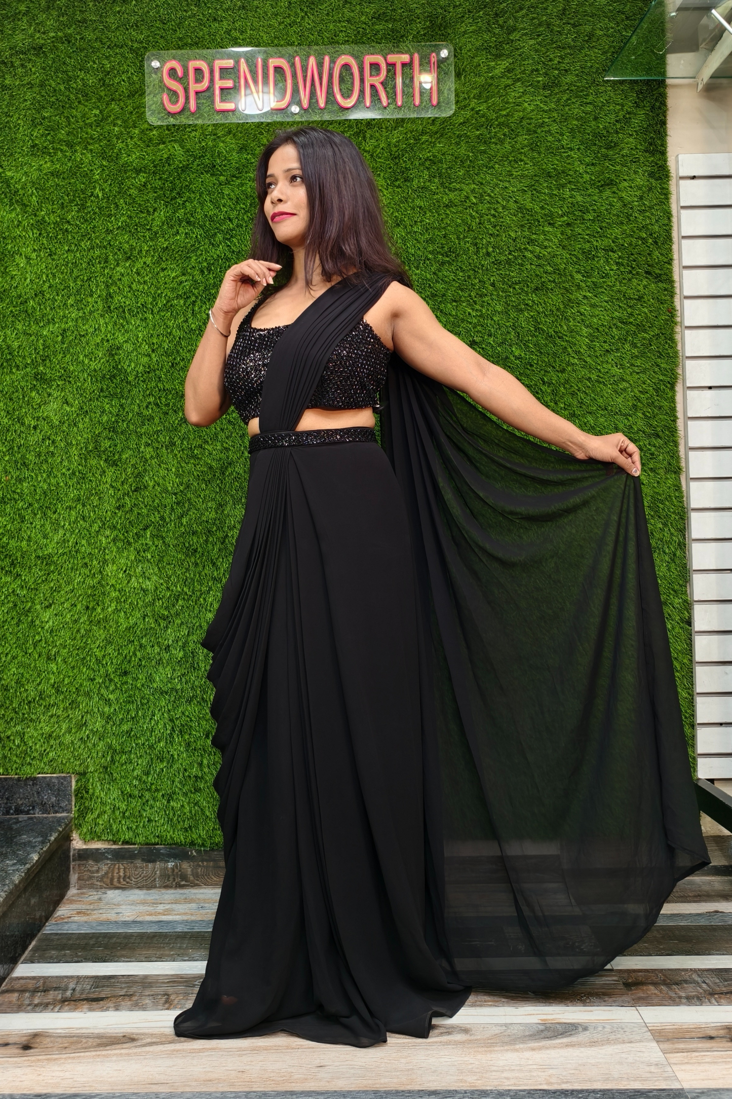 Ready to Wear Drape Dress in Black