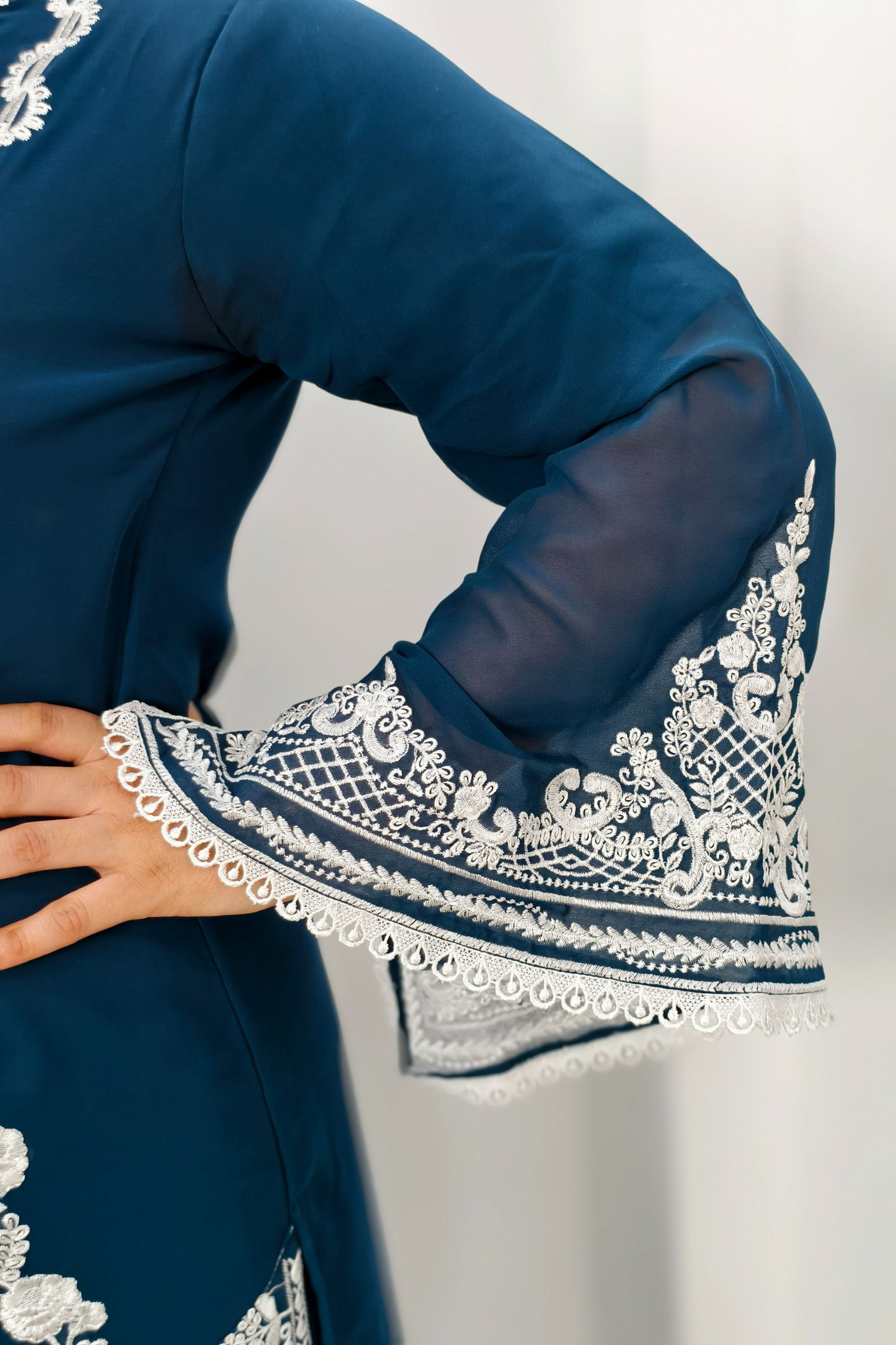 Straight lace Embroidered Crochet Work Pakistani Suit