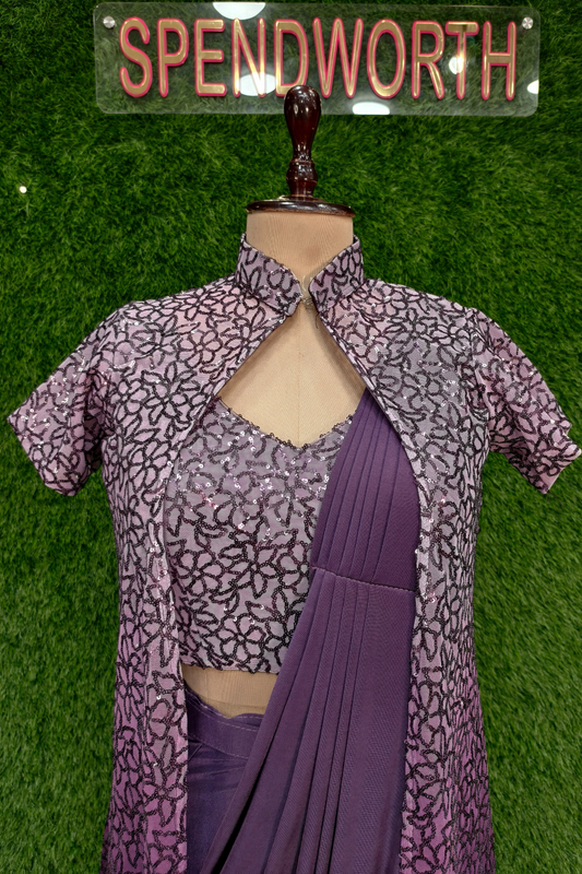 Sequins work Ready to wear drape saree