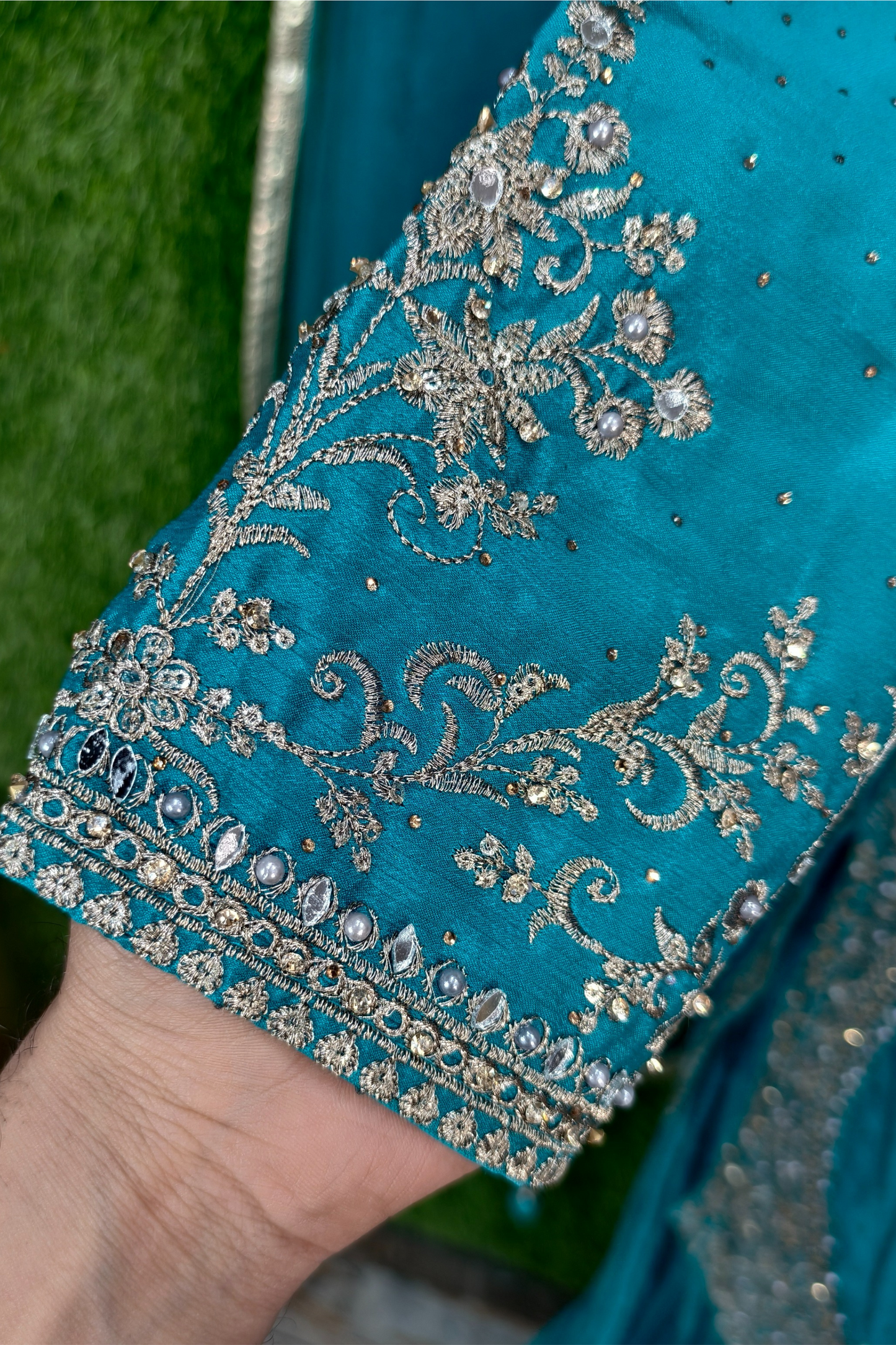 Chinnon Silk Short kurta with Lehenga bottom