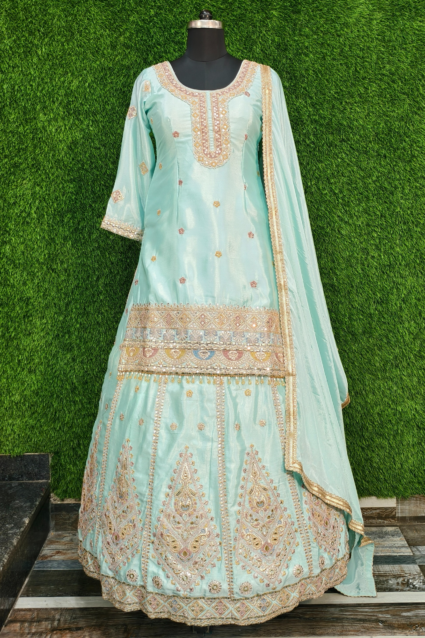 Indo Western Ethnic Wear Dress in Chinnon Silk