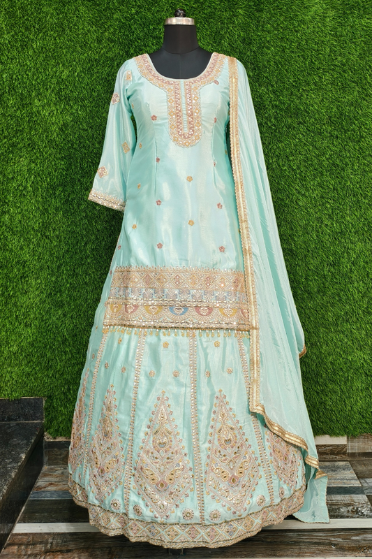 Indo Western Ethnic Wear Dress in Chinnon Silk