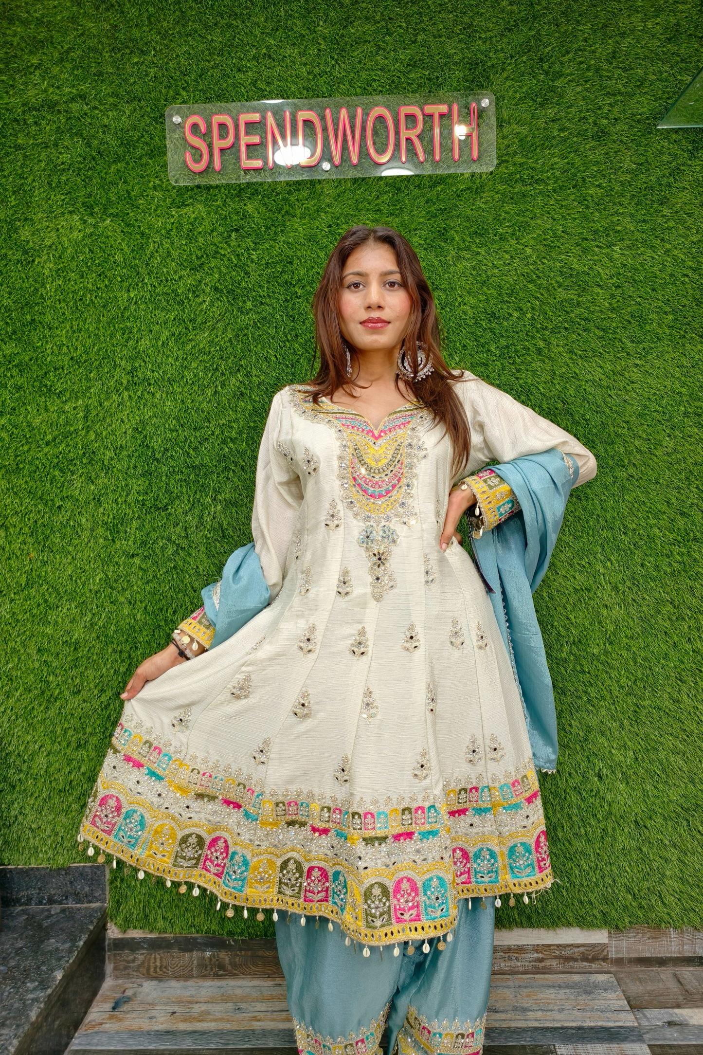Arshi Salwar Suit With Multi Embroidery Detailing