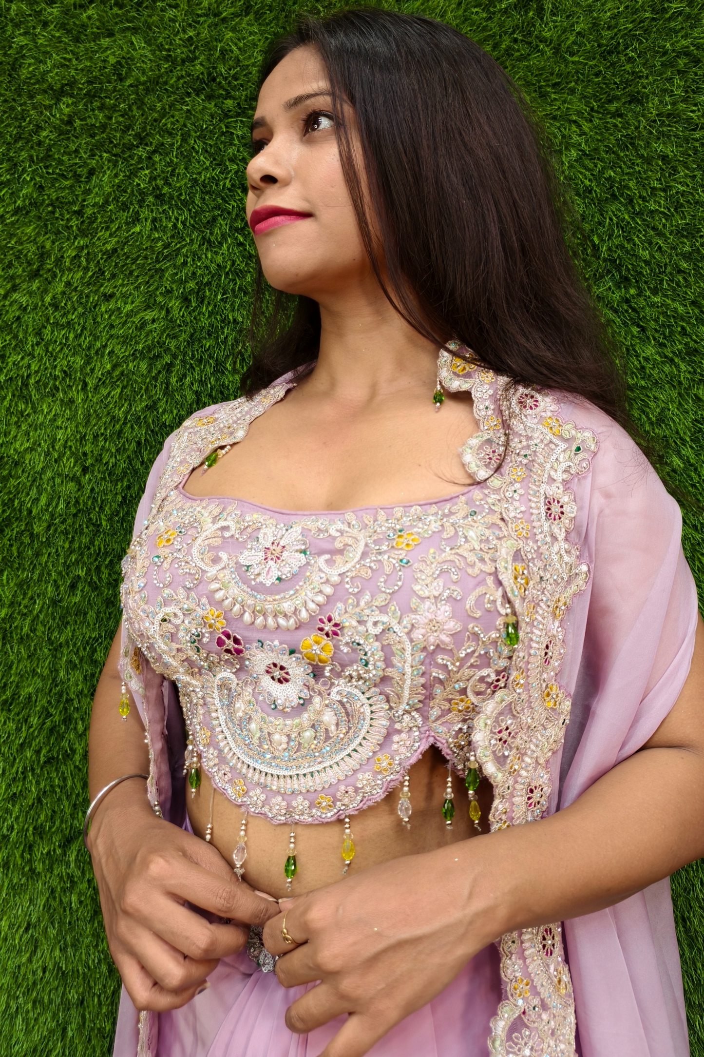 Indo western 3 piece set with shrug