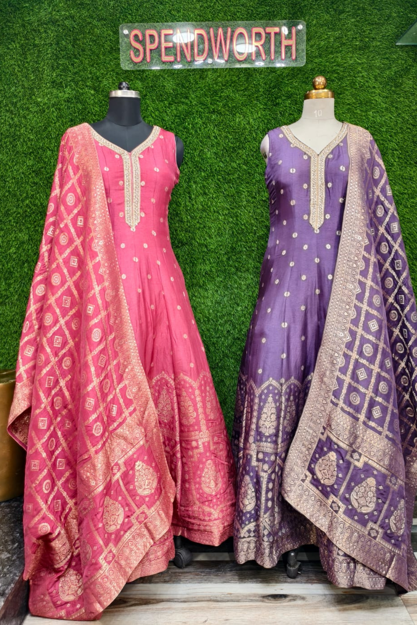 Pure Banarasi Anarkali dress with dupatta