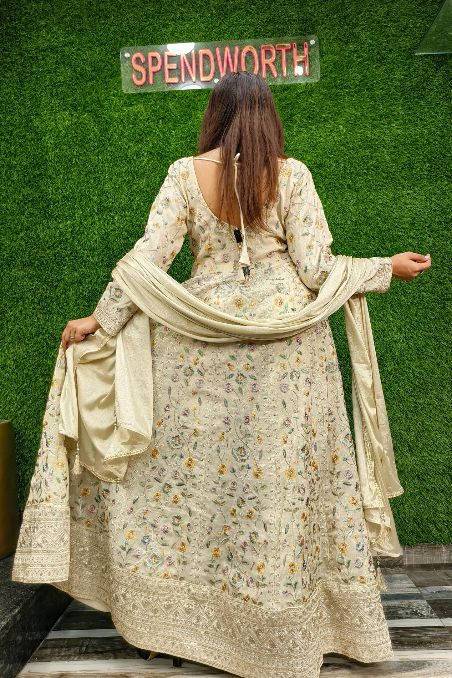 Partywear Front slit Anarkali kurta with pants