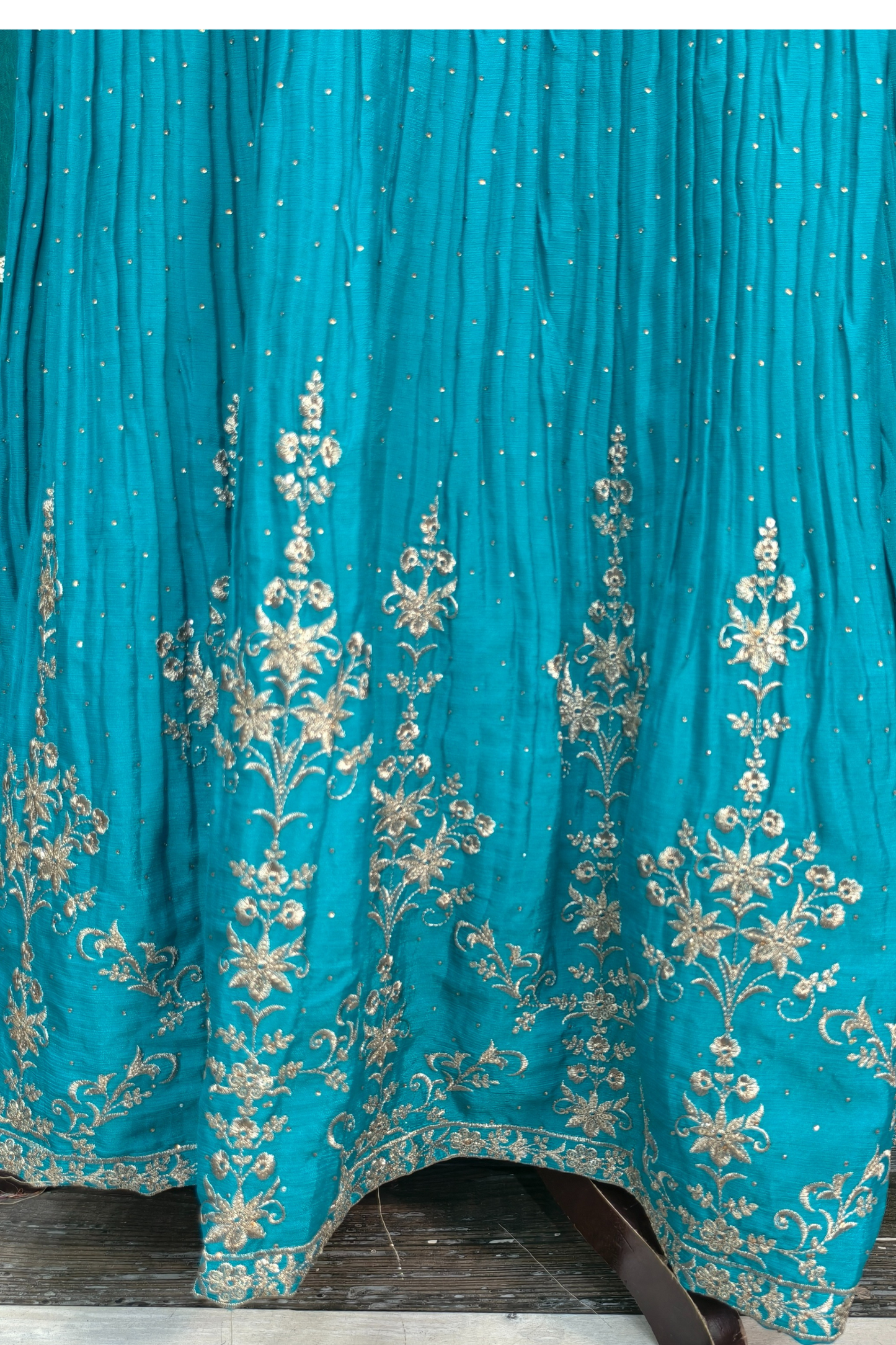 Chinnon Silk Short kurta with Lehenga bottom
