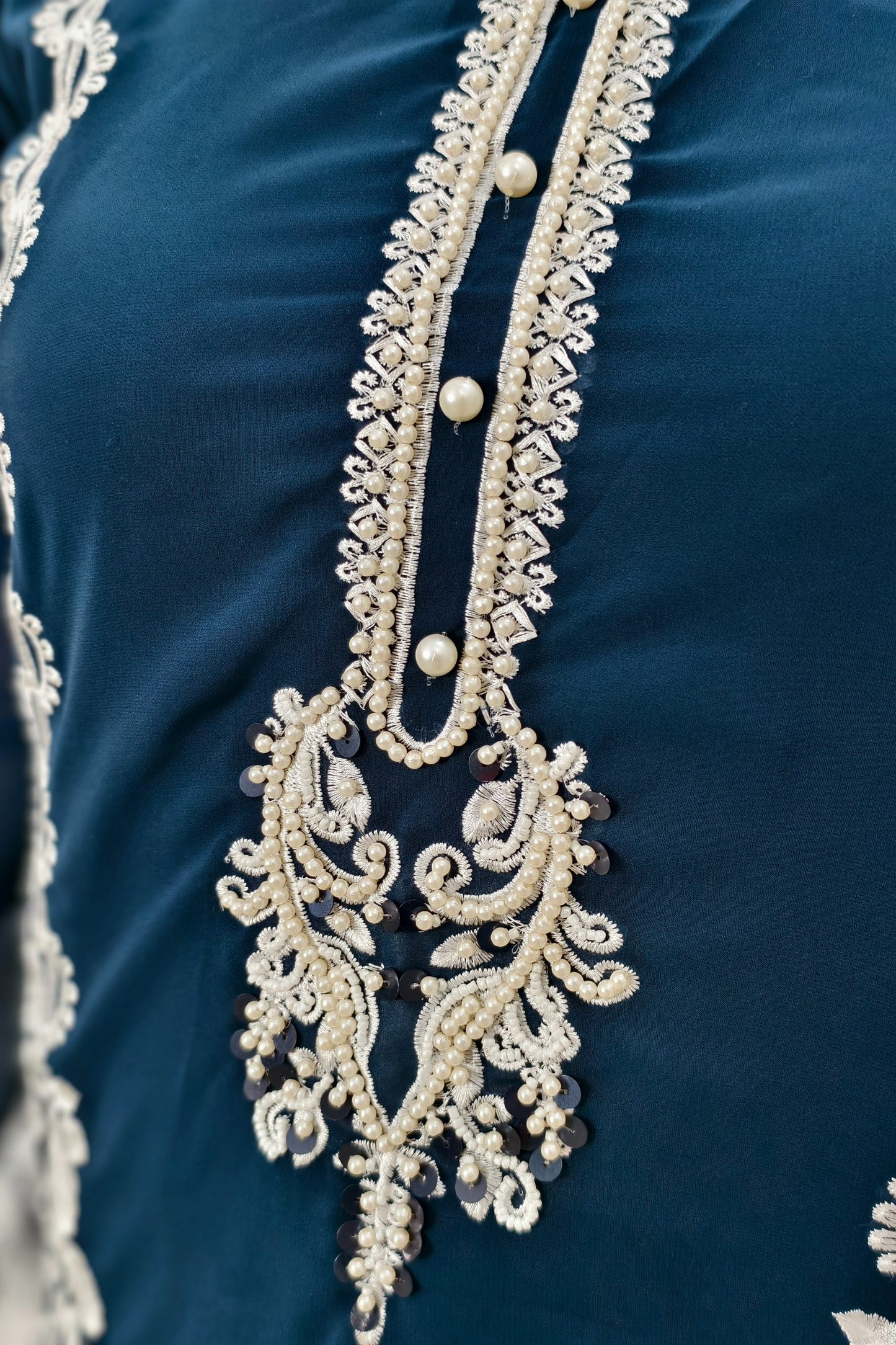 Straight lace Embroidered Crochet Work Pakistani Suit