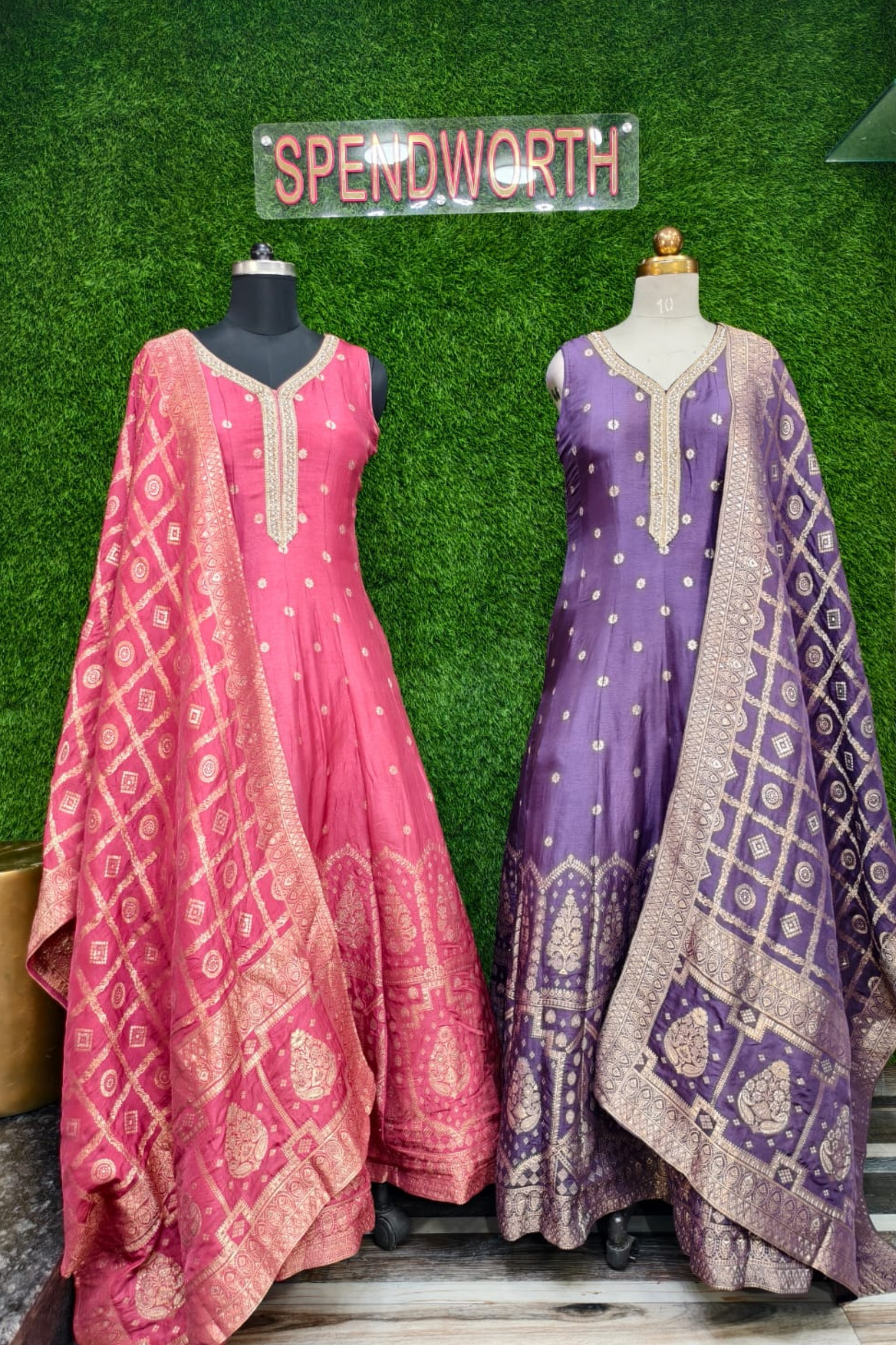 Pure Banarasi Anarkali dress with dupatta