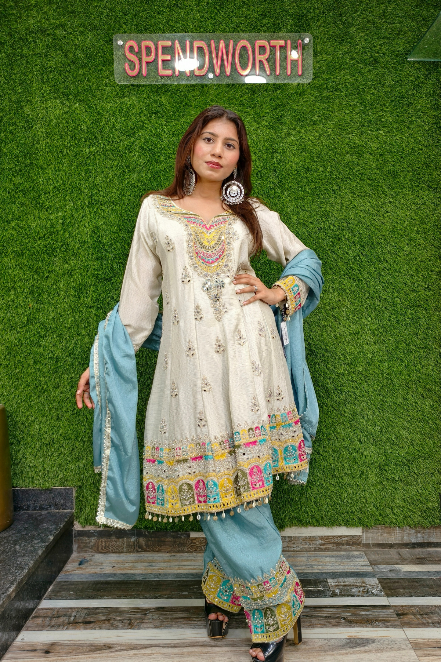 Arshi Salwar Suit With Multi Embroidery Detailing
