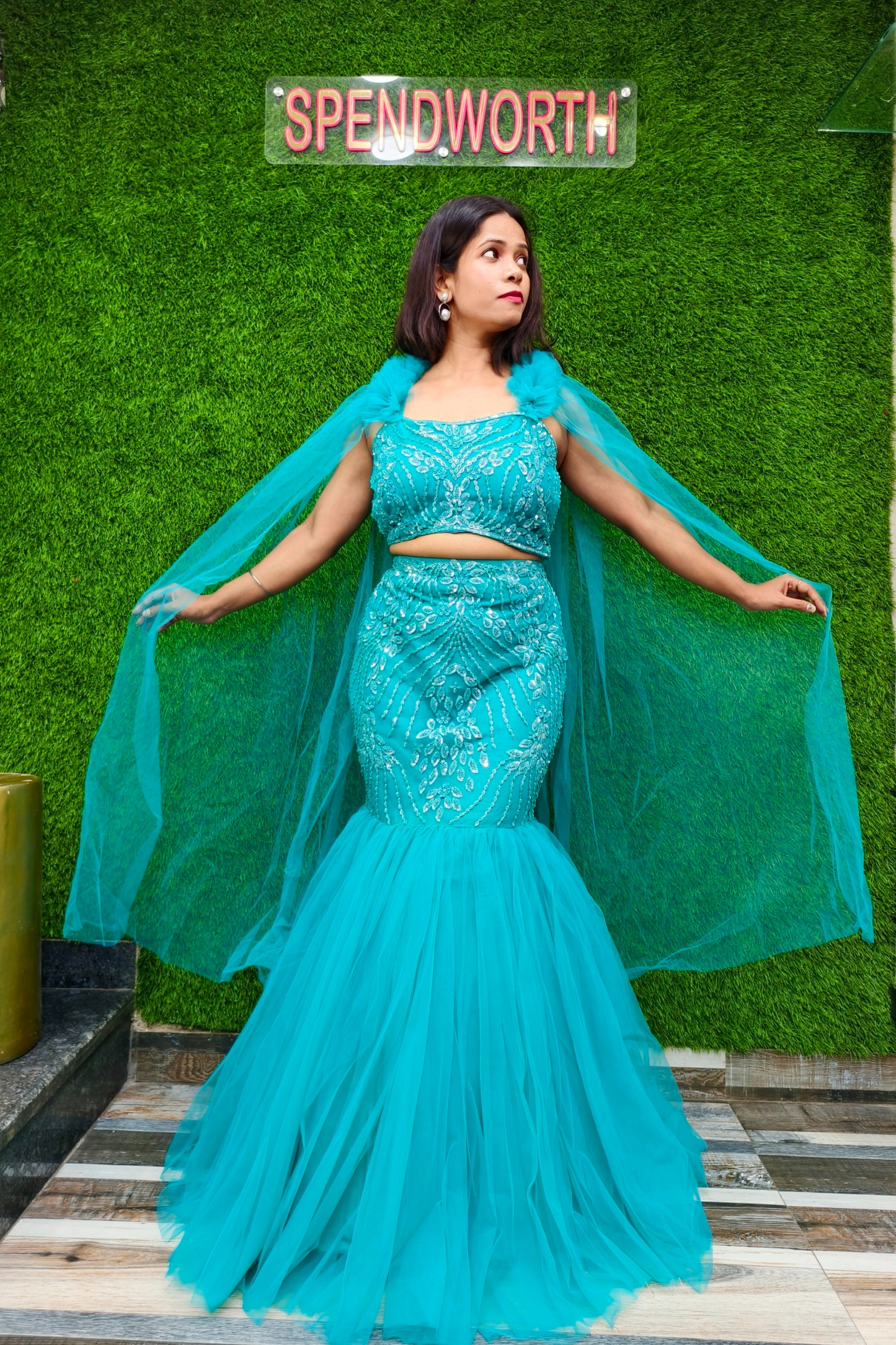 Beautiful Fish Cut Lehenga Choli in Firozi Colour