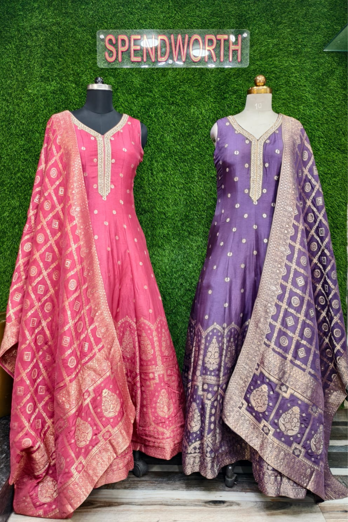 Pure Banarasi Anarkali dress with dupatta