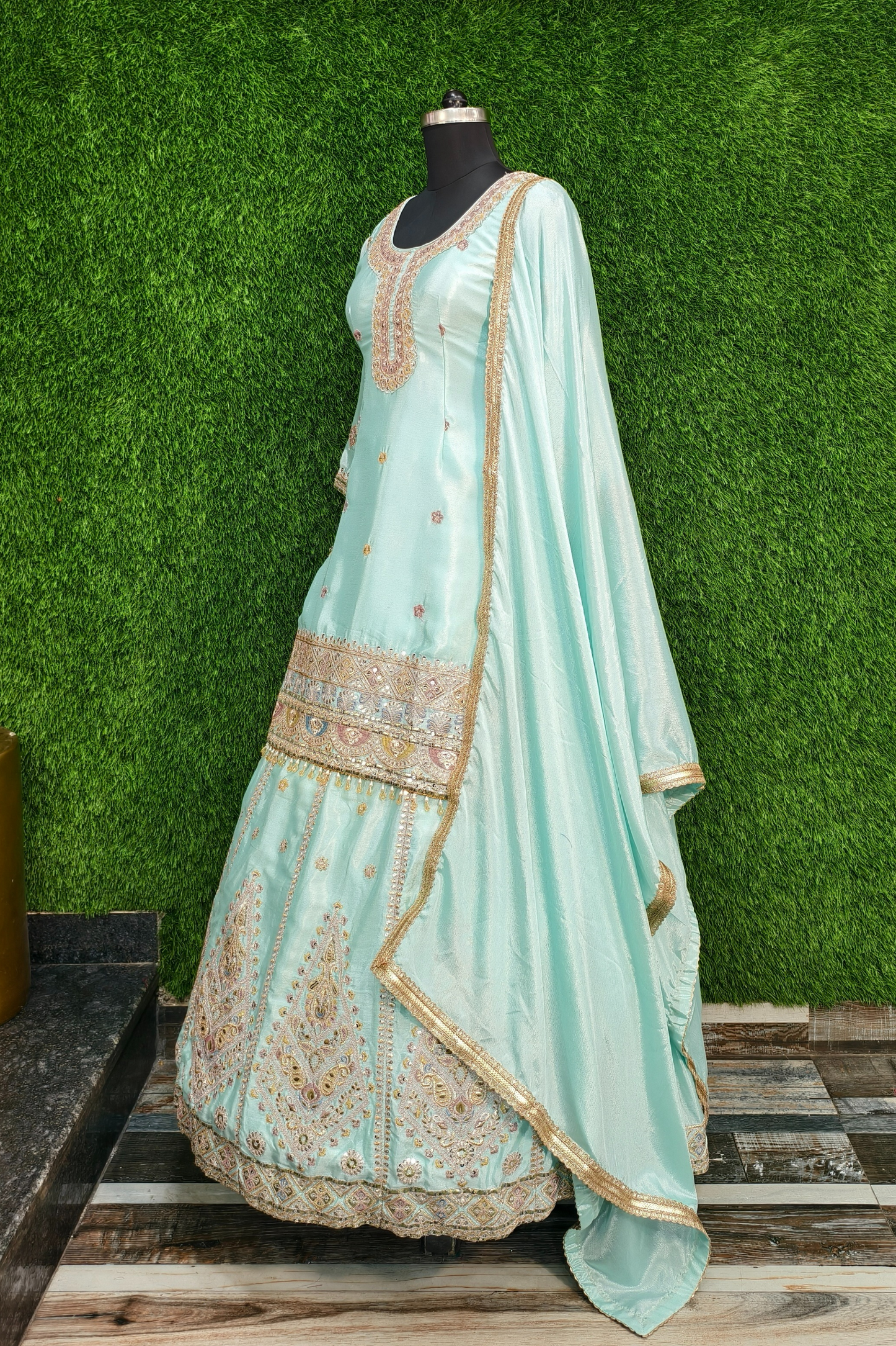 Indo Western Ethnic Wear Dress in Chinnon Silk