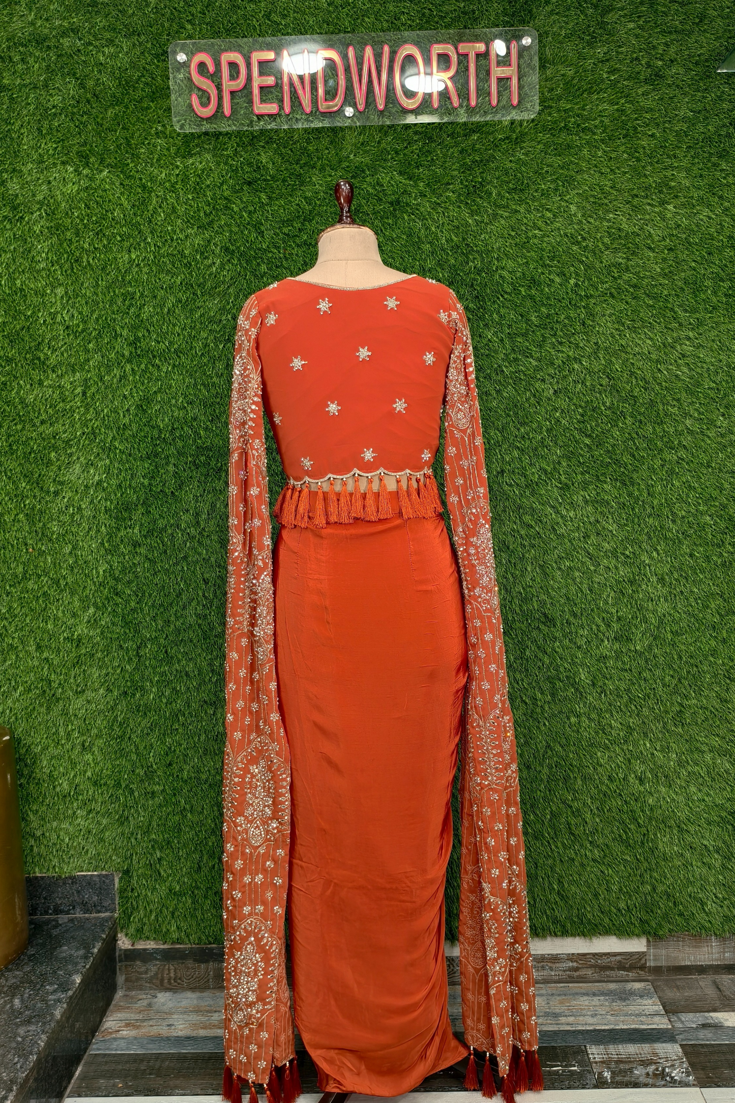 Designer Crop Top Skirt With Long Designer sleeves
