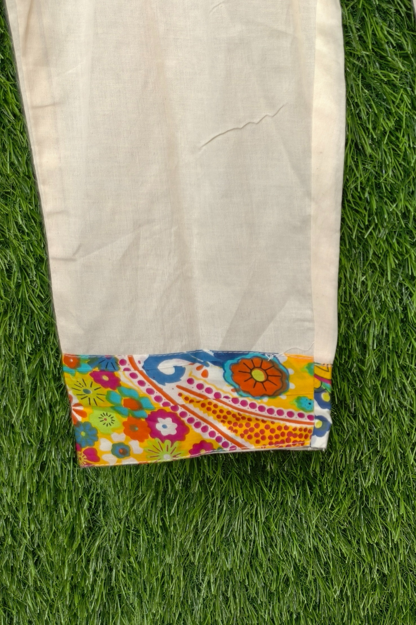 Off White Chiffli Work Pure Cotton Printed Cord Set