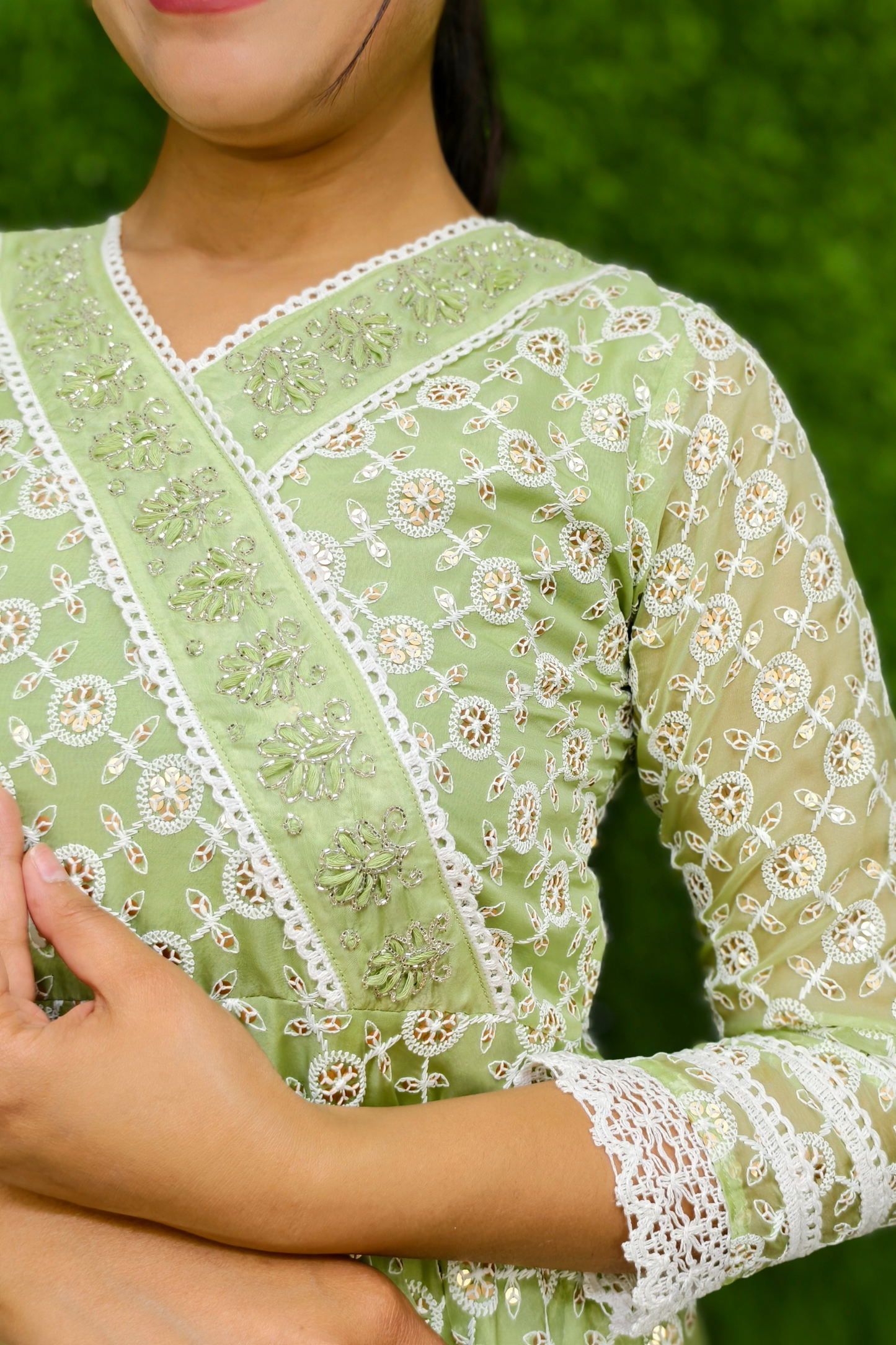 Full voluminous Yet Casual Anarkali kurta set in thread work